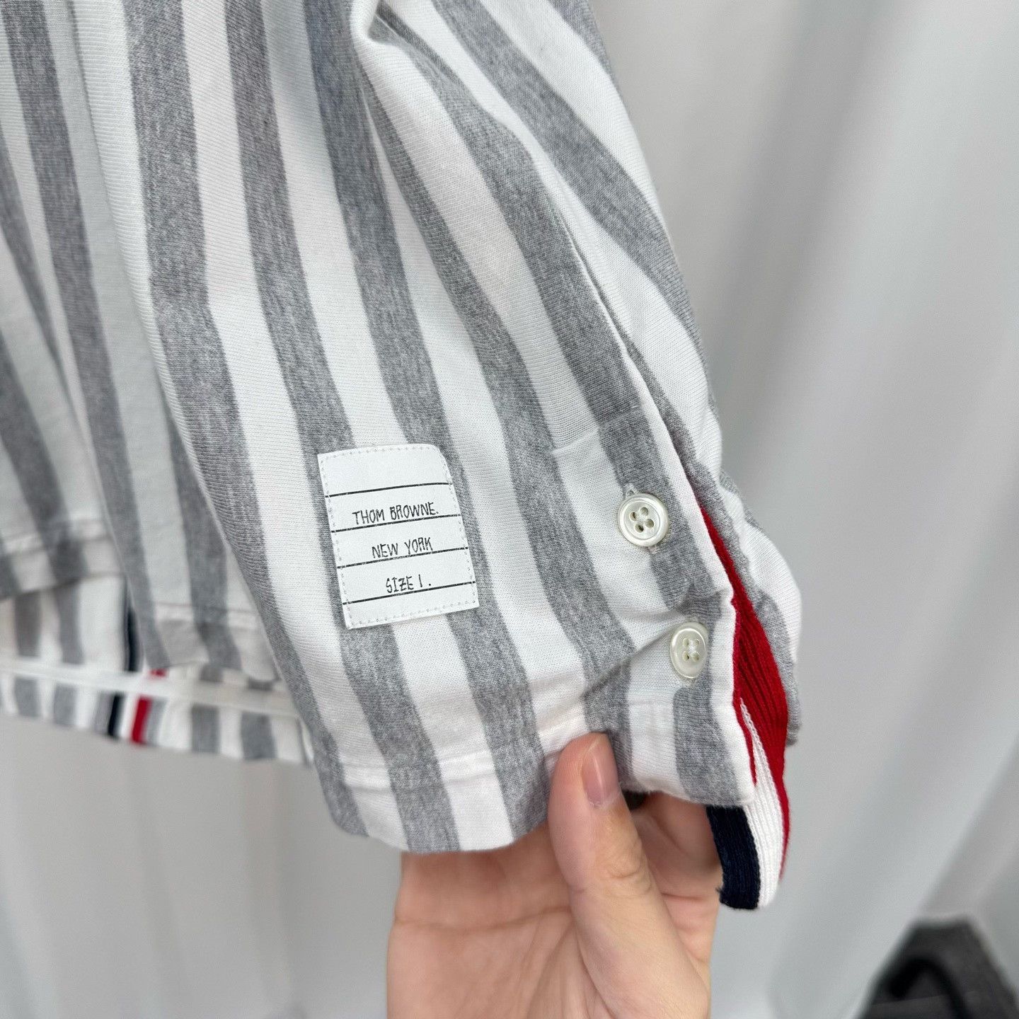 Thom Browne Thom Browne Grey White Striped T-Shirt Size 1 Size US S / EU 44-46 / 1 - 6 Thumbnail