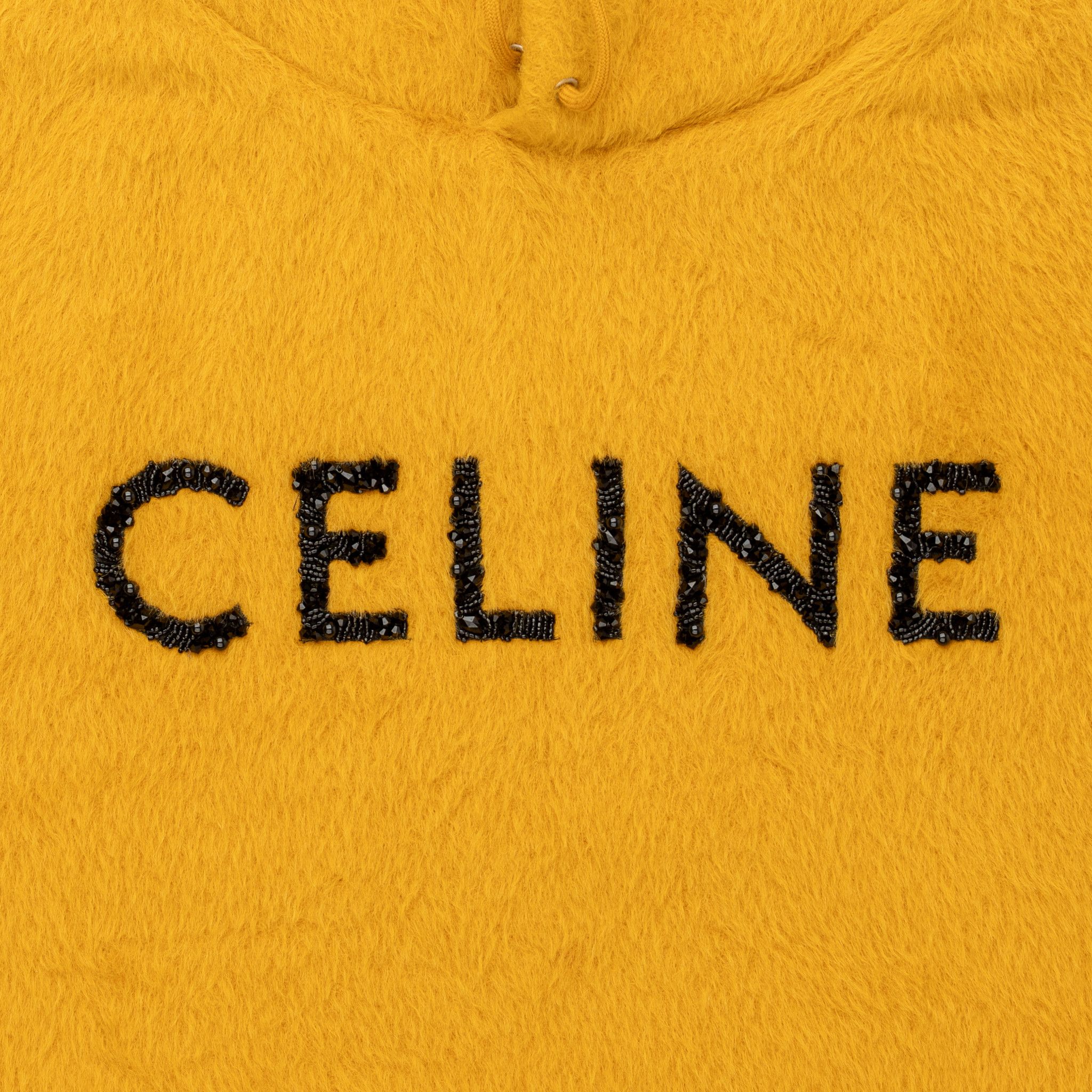 Celine Beaded Logo Wool Hooded Sweatshirt Yellow Size US XL / EU 56 / 4 - 3 Thumbnail