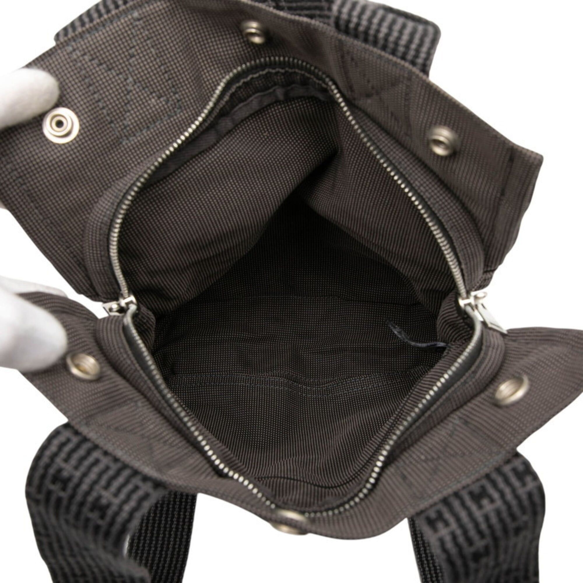 Hermes Hermes Herline Ad PM Backpack, Black/Gray Canvas, Women's. Size ONE SIZE - 4 Thumbnail