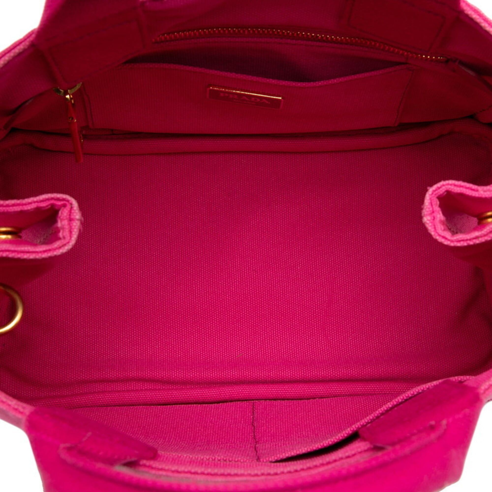 Prada Prada Triangle Logo Plate Canapa Mini Handbag Shoulder Bag 2WAY B2439G Fuchsia Pink Canvas Women's PRADA Size ONE SIZE - 4 Thumbnail
