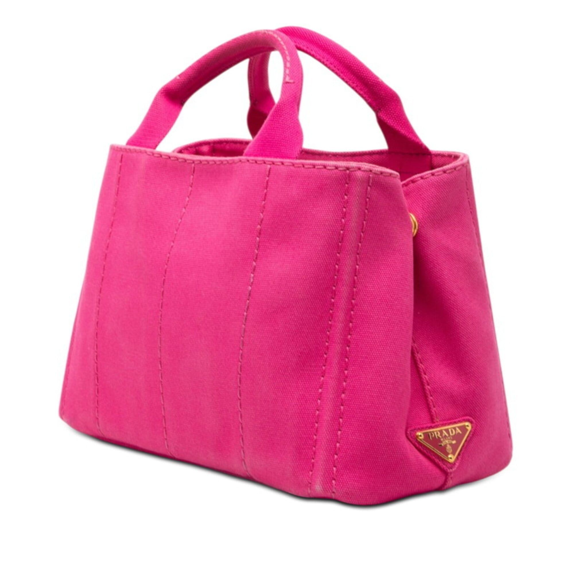 Prada Prada Triangle Logo Plate Canapa Mini Handbag Shoulder Bag 2WAY B2439G Fuchsia Pink Canvas Women's PRADA Size ONE SIZE - 2 Thumbnail