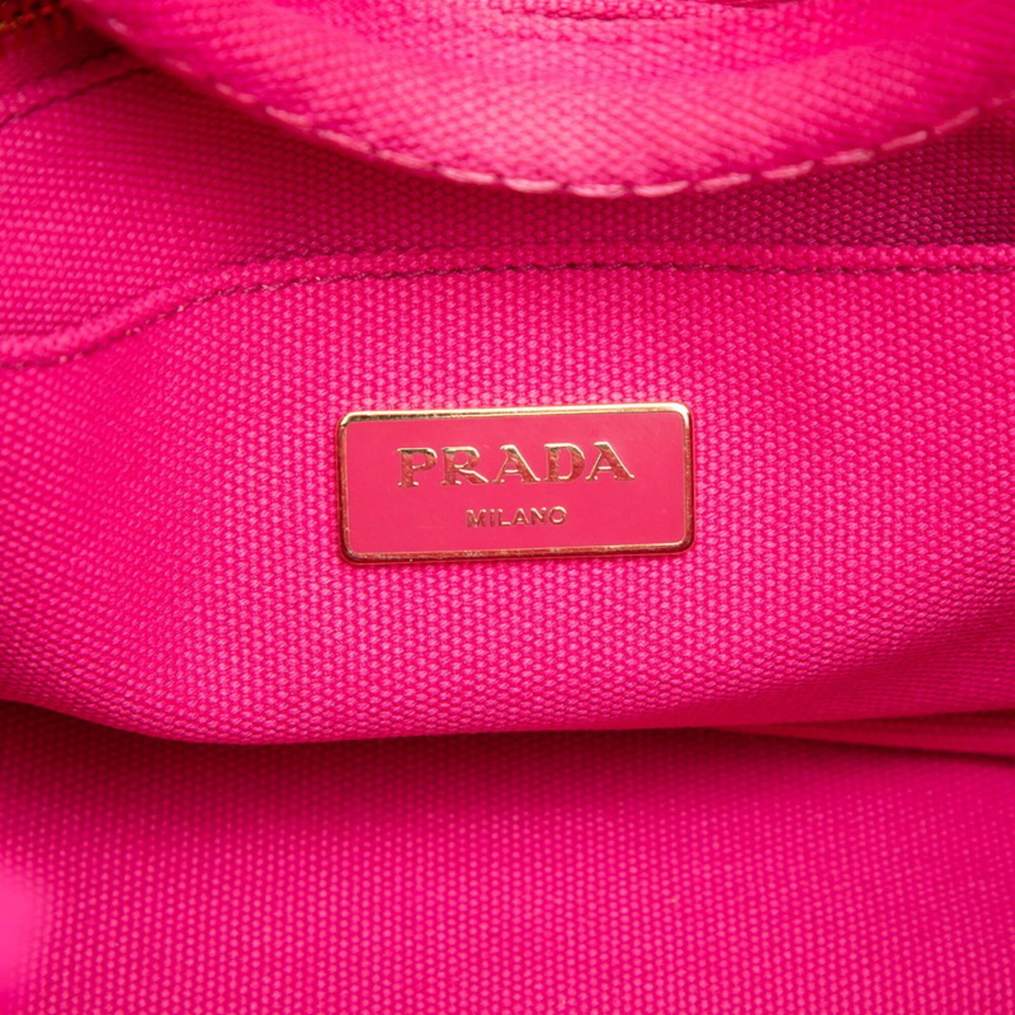 Prada Prada Triangle Logo Plate Canapa Mini Handbag Shoulder Bag 2WAY B2439G Fuchsia Pink Canvas Women's PRADA Size ONE SIZE - 5 Thumbnail
