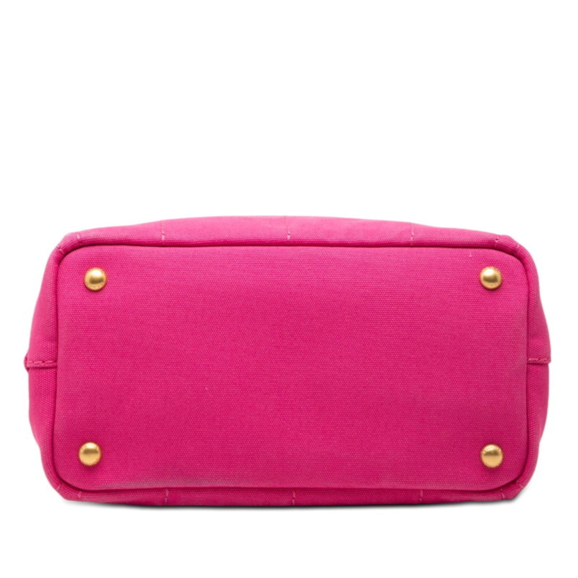Prada Prada Triangle Logo Plate Canapa Mini Handbag Shoulder Bag 2WAY B2439G Fuchsia Pink Canvas Women's PRADA Size ONE SIZE - 3 Thumbnail