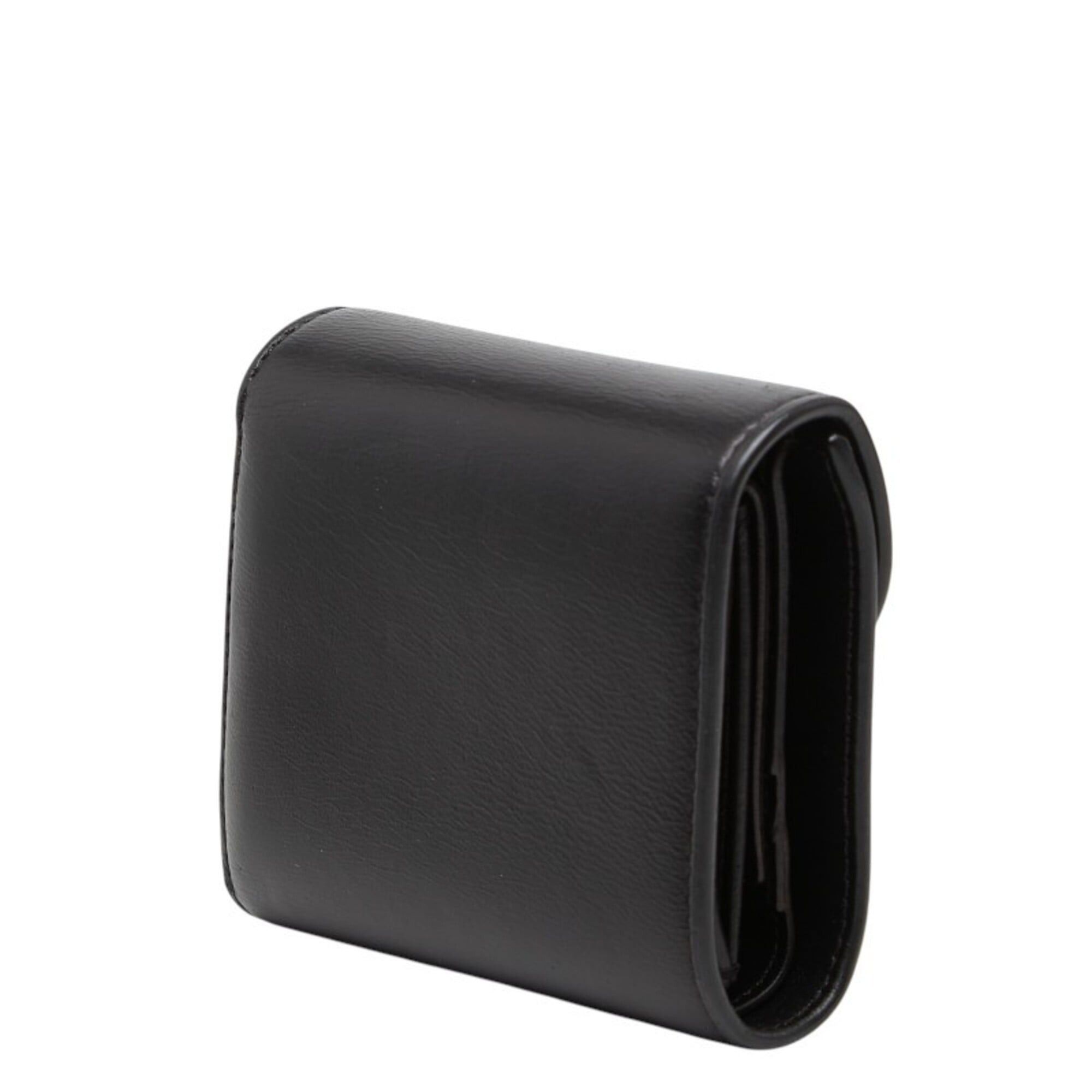 Celine Celine Triomphe Small Flap Wallet, Tri-fold Black Leather, Women's CELINE Size ONE SIZE - 2 Thumbnail