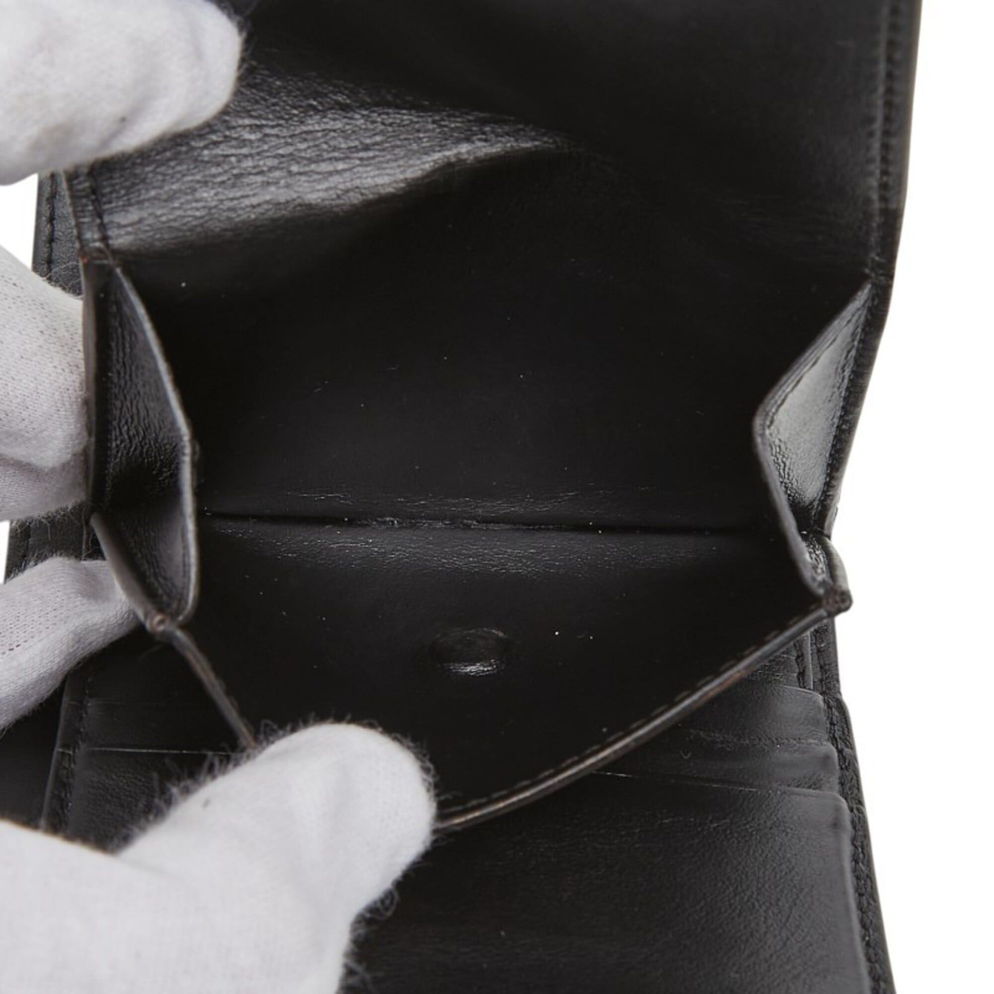 Celine Celine Triomphe Small Flap Wallet, Tri-fold Black Leather, Women's CELINE Size ONE SIZE - 11 Thumbnail