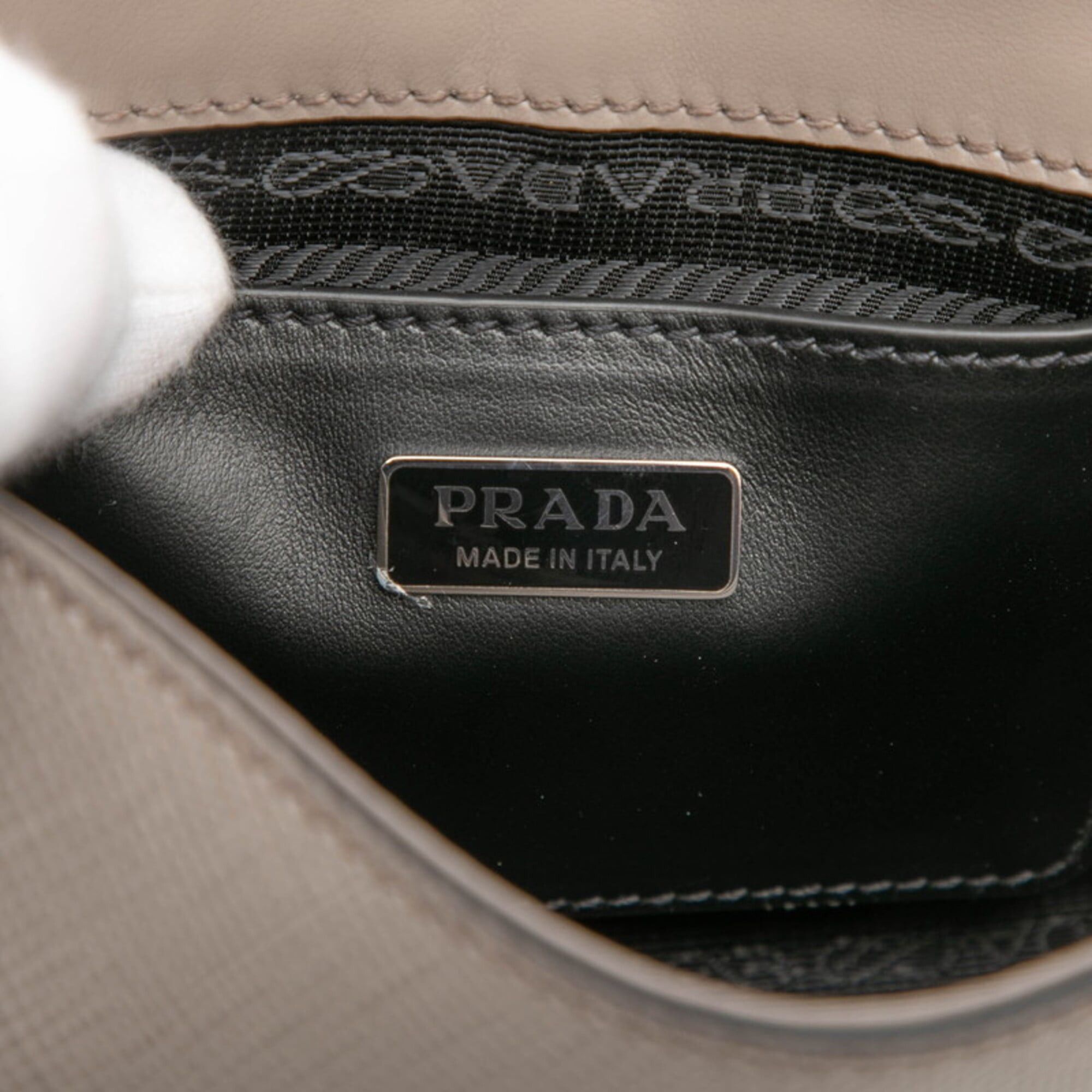 Prada Prada Triangle Logo Shoulder Bag Crossbody 2VD065 Greige Saffiano Leather Women's PRADA Size ONE SIZE - 5 Thumbnail