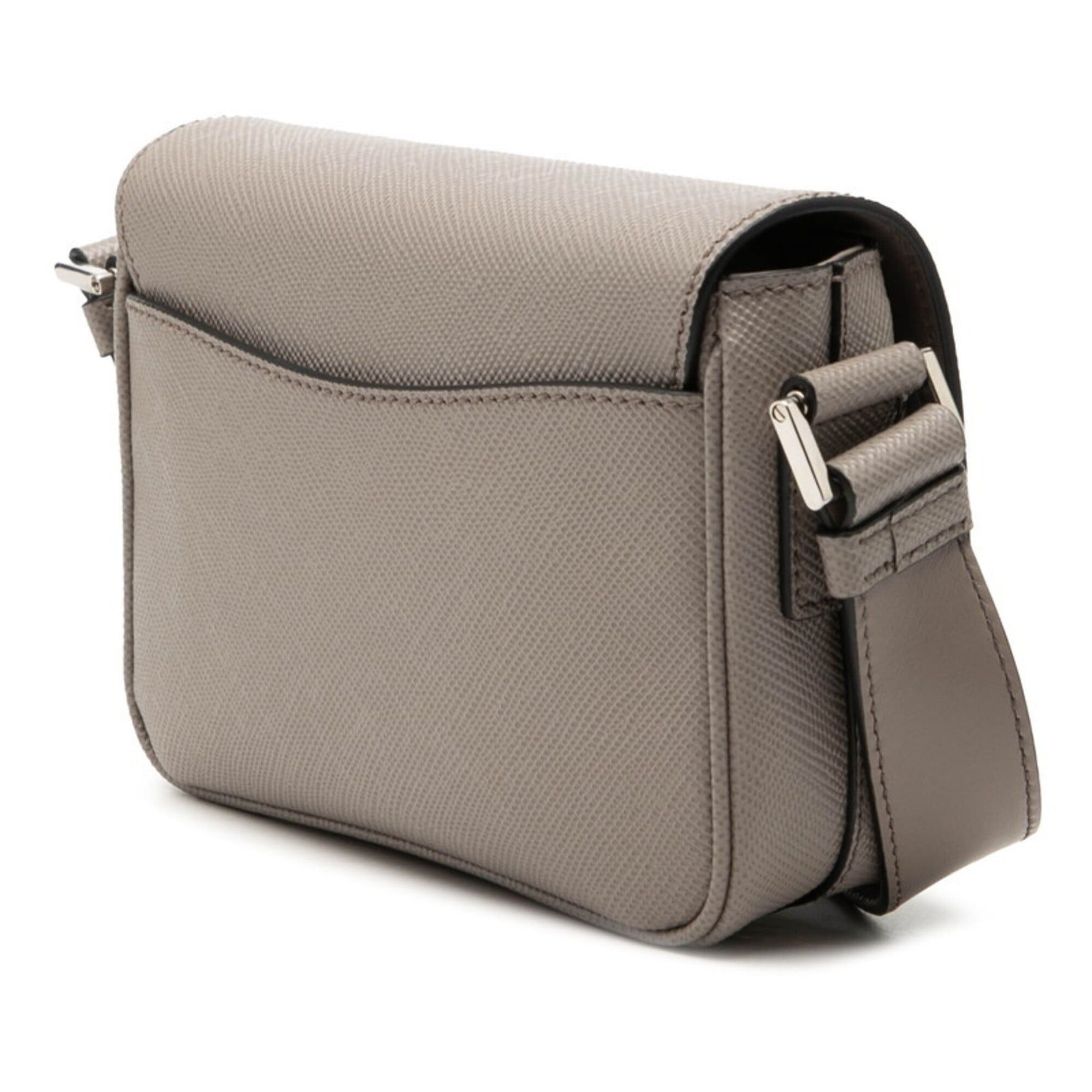 Prada Prada Triangle Logo Shoulder Bag Crossbody 2VD065 Greige Saffiano Leather Women's PRADA Size ONE SIZE - 2 Thumbnail