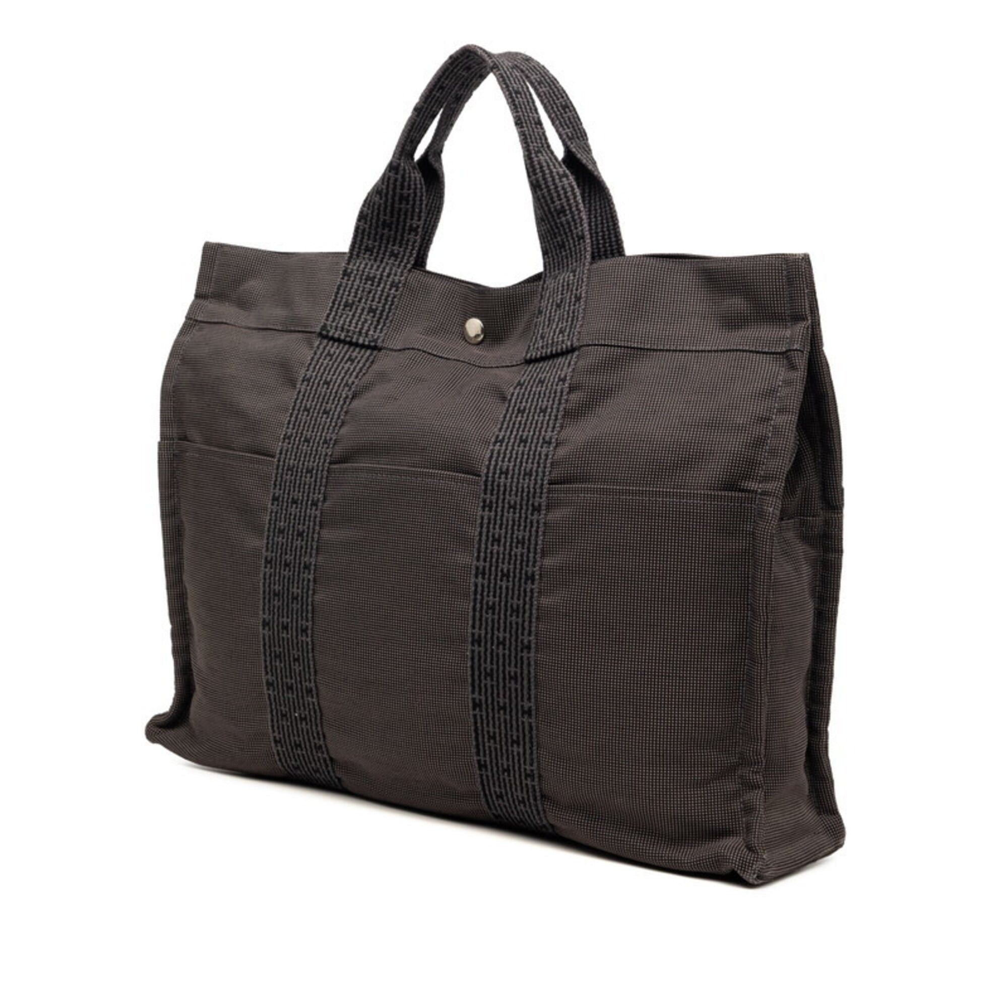 Hermes Hermes Herline Tote MM Handbag Bag Black Gray Canvas Women's HERMES Size ONE SIZE - 2 Thumbnail