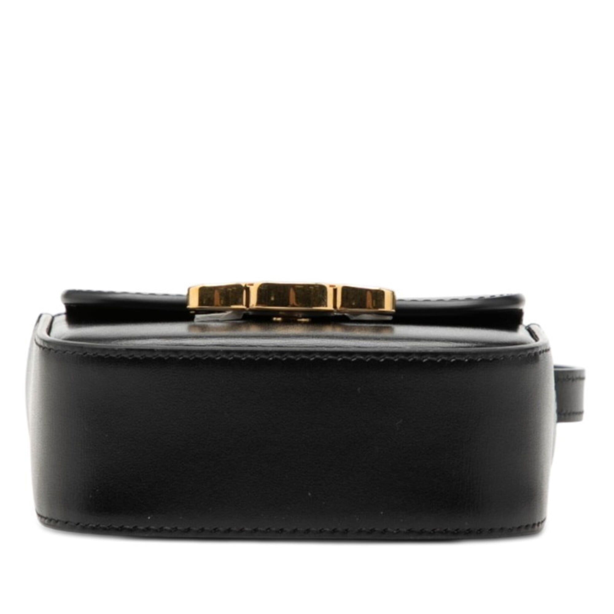 Celine Celine Triomphe Mini Claude Crossbody Shoulder Bag Pouch Black Leather Women's CELINE Size ONE SIZE - 3 Thumbnail