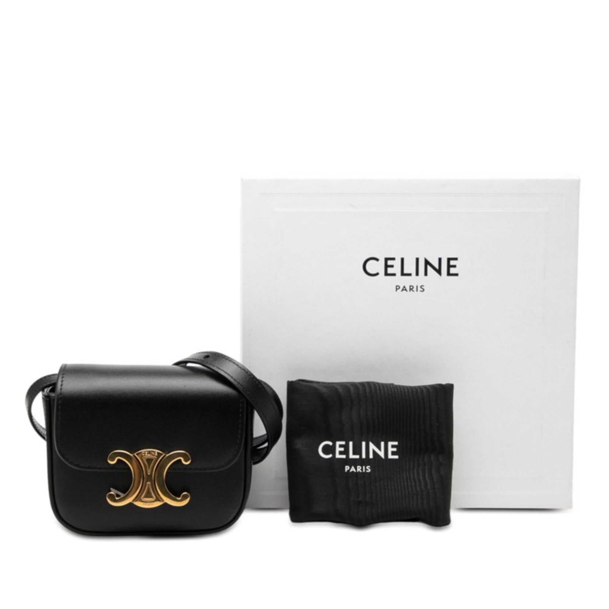 Celine Celine Triomphe Mini Claude Crossbody Shoulder Bag Pouch Black Leather Women's CELINE Size ONE SIZE - 7 Thumbnail