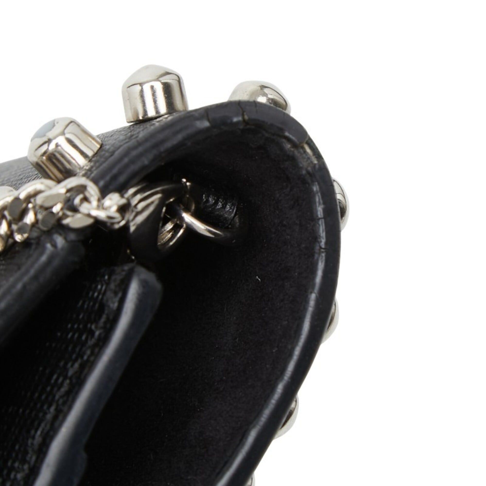 Fendi Fendi Karlito Studded Wallet Chain Shoulder Bag 8M0346 Black Multicolor Leather Fur Women's FENDI Size ONE SIZE - 11 Thumbnail