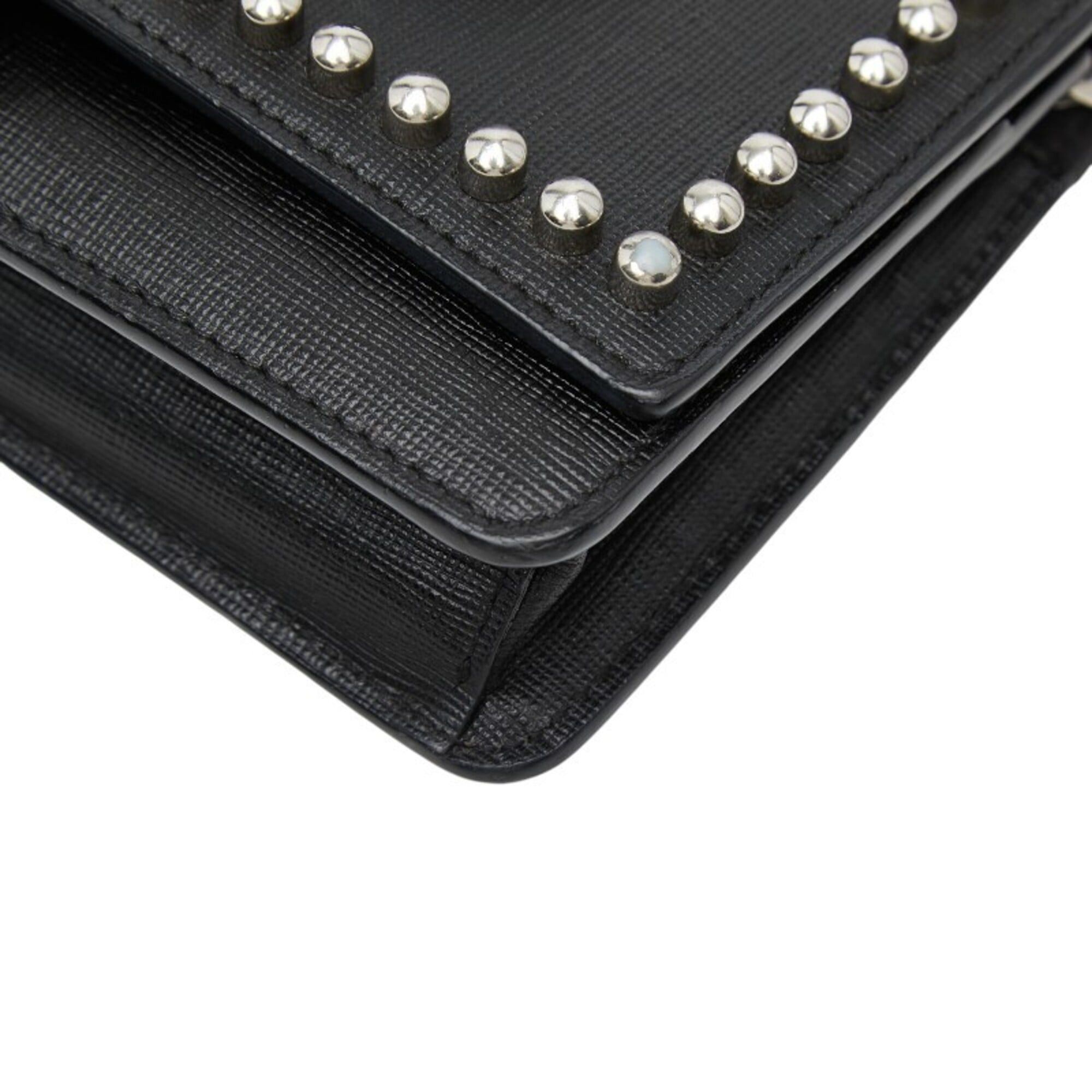 Fendi Fendi Karlito Studded Wallet Chain Shoulder Bag 8M0346 Black Multicolor Leather Fur Women's FENDI Size ONE SIZE - 4 Thumbnail