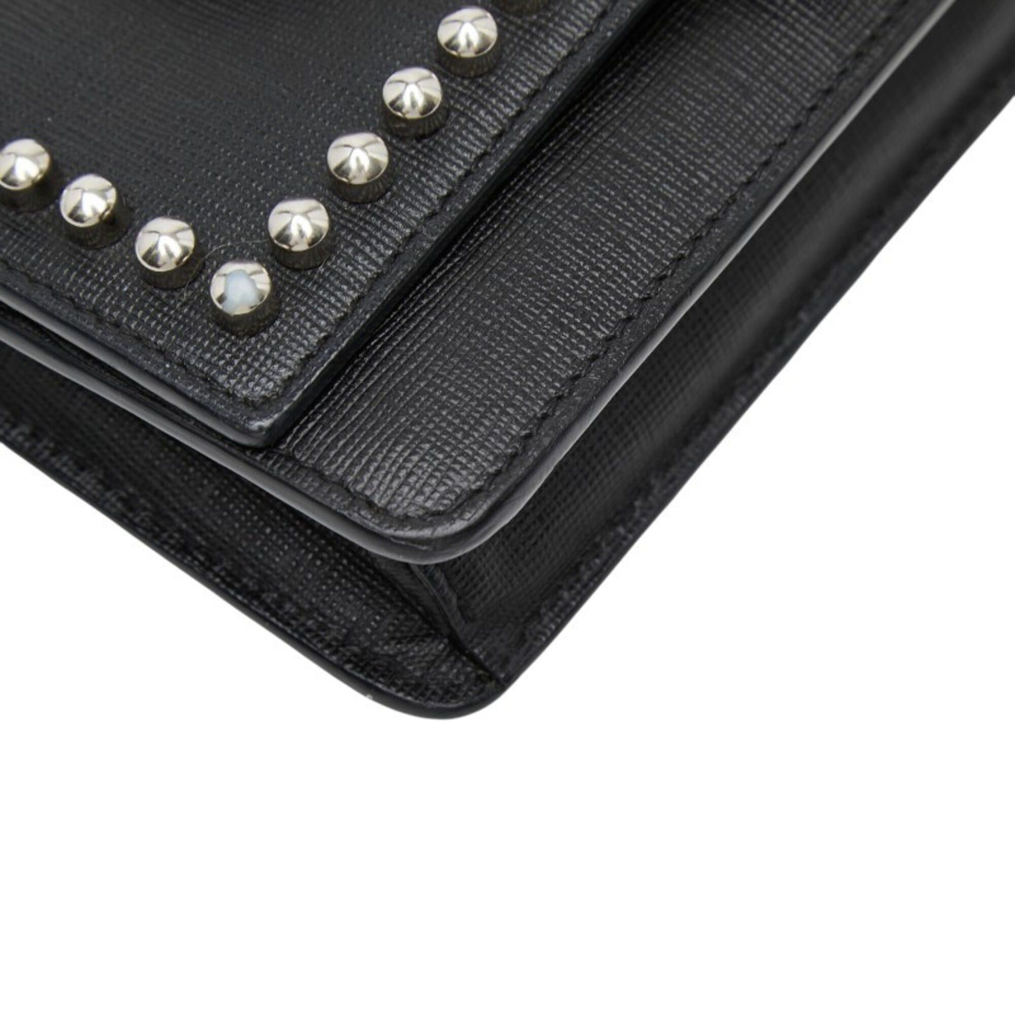 Fendi Fendi Karlito Studded Wallet Chain Shoulder Bag 8M0346 Black Multicolor Leather Fur Women's FENDI Size ONE SIZE - 5 Thumbnail