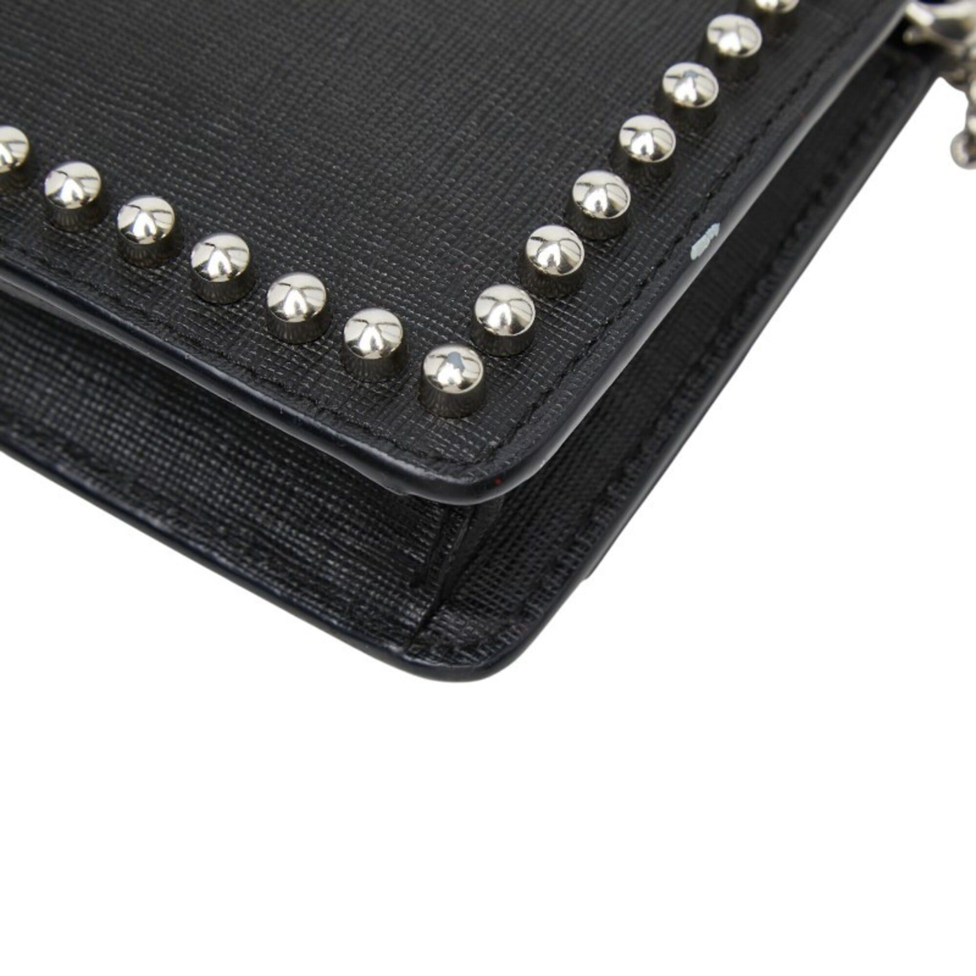 Fendi Fendi Karlito Studded Wallet Chain Shoulder Bag 8M0346 Black Multicolor Leather Fur Women's FENDI Size ONE SIZE - 6 Thumbnail