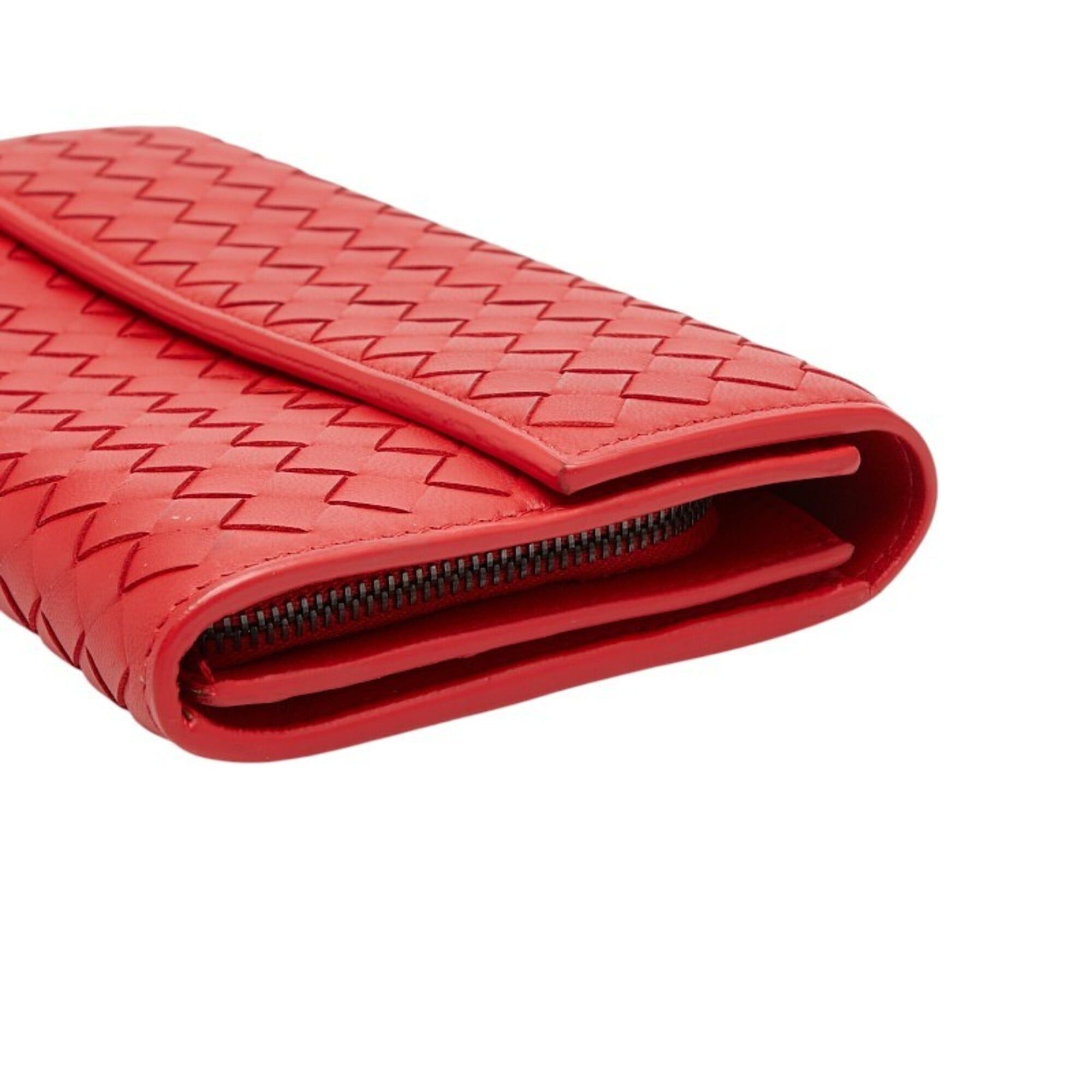 Bottega Veneta Bottega Veneta Intrecciato Round Zip Wallet Long Red Leather Women's BOTTEGAVENETA Size ONE SIZE - 4 Thumbnail
