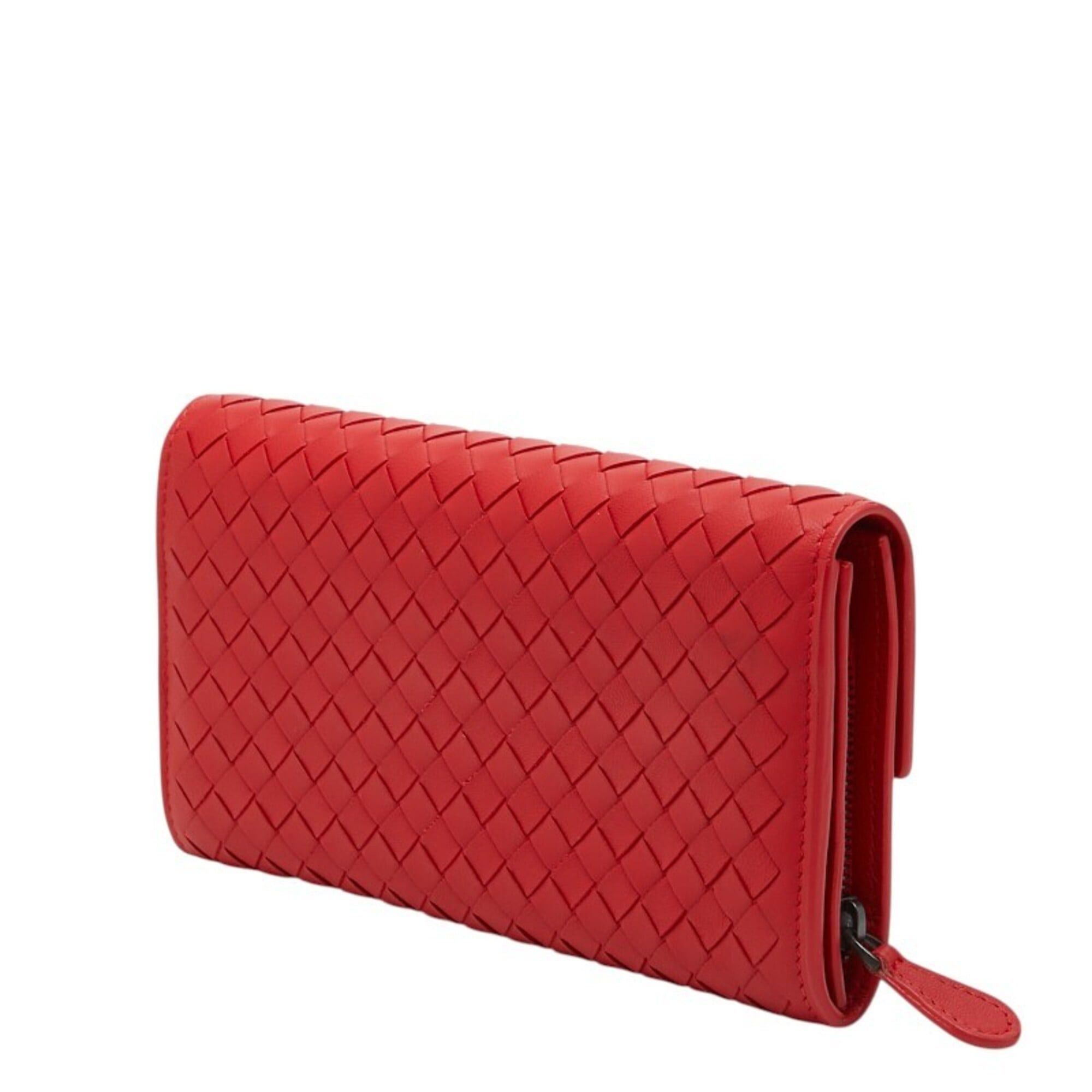 Bottega Veneta Bottega Veneta Intrecciato Round Zip Wallet Long Red Leather Women's BOTTEGAVENETA Size ONE SIZE - 2 Thumbnail