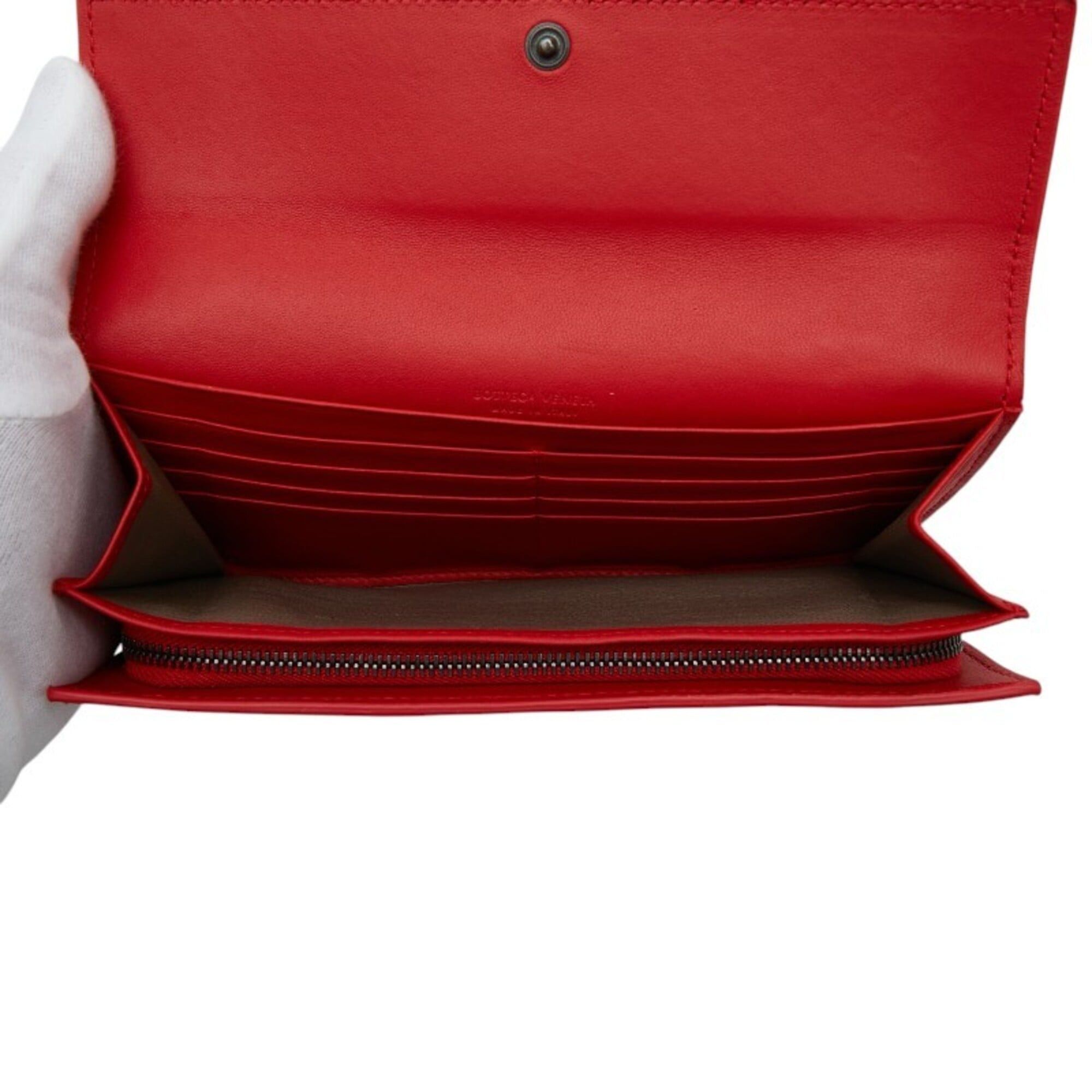 Bottega Veneta Bottega Veneta Intrecciato Round Zip Wallet Long Red Leather Women's BOTTEGAVENETA Size ONE SIZE - 6 Thumbnail
