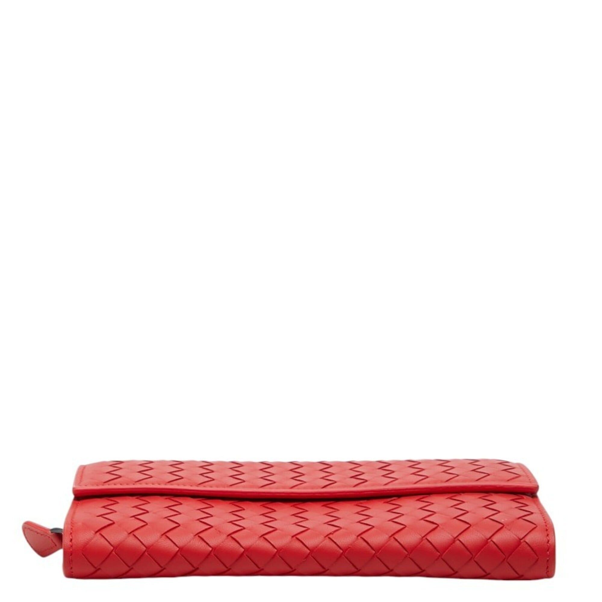 Bottega Veneta Bottega Veneta Intrecciato Round Zip Wallet Long Red Leather Women's BOTTEGAVENETA Size ONE SIZE - 3 Thumbnail