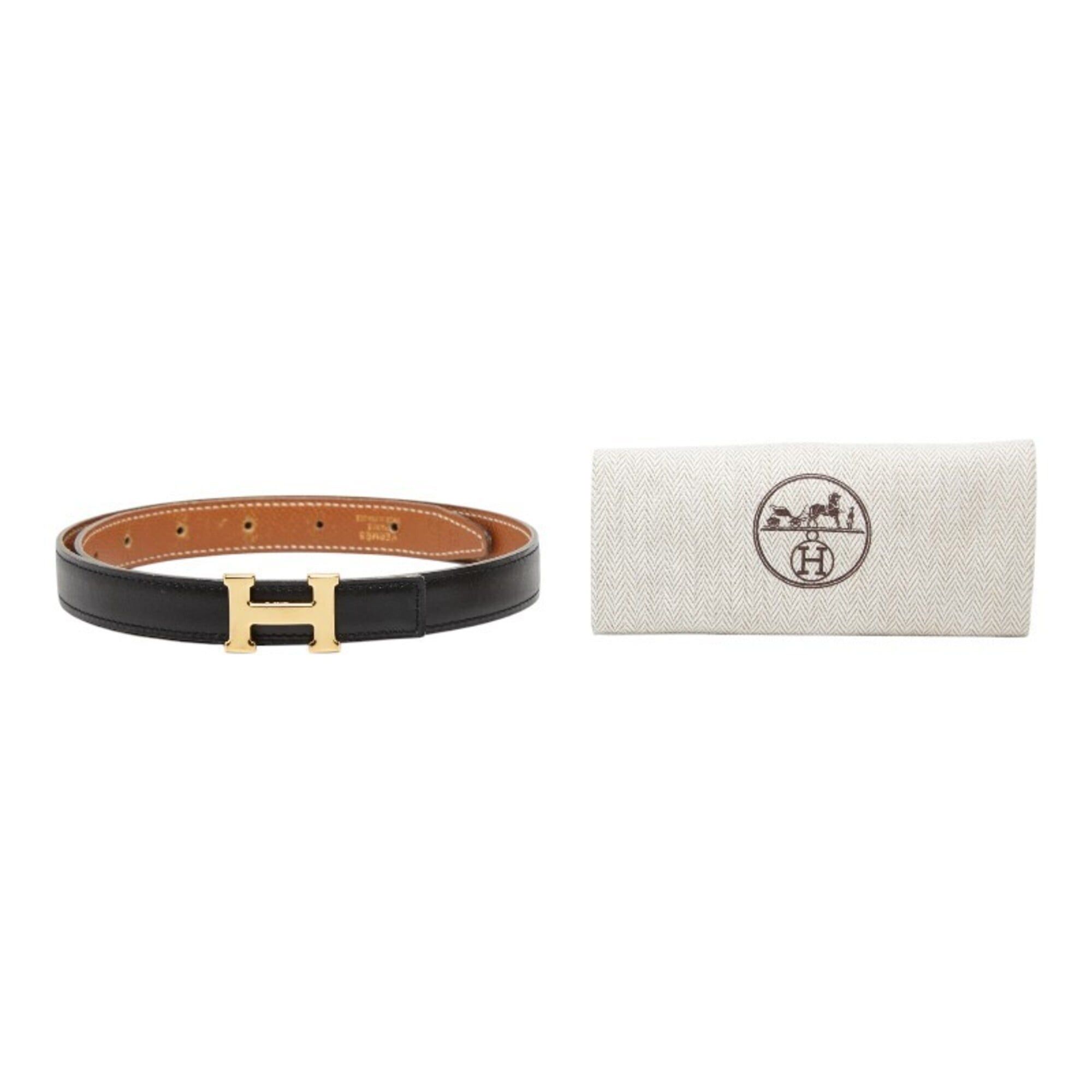 Hermes Constance Belt Reversible 65 Black Brown Box Calf Courchevel Hermes Constance H-belt, reversible belt, size 65, black and  main image 3