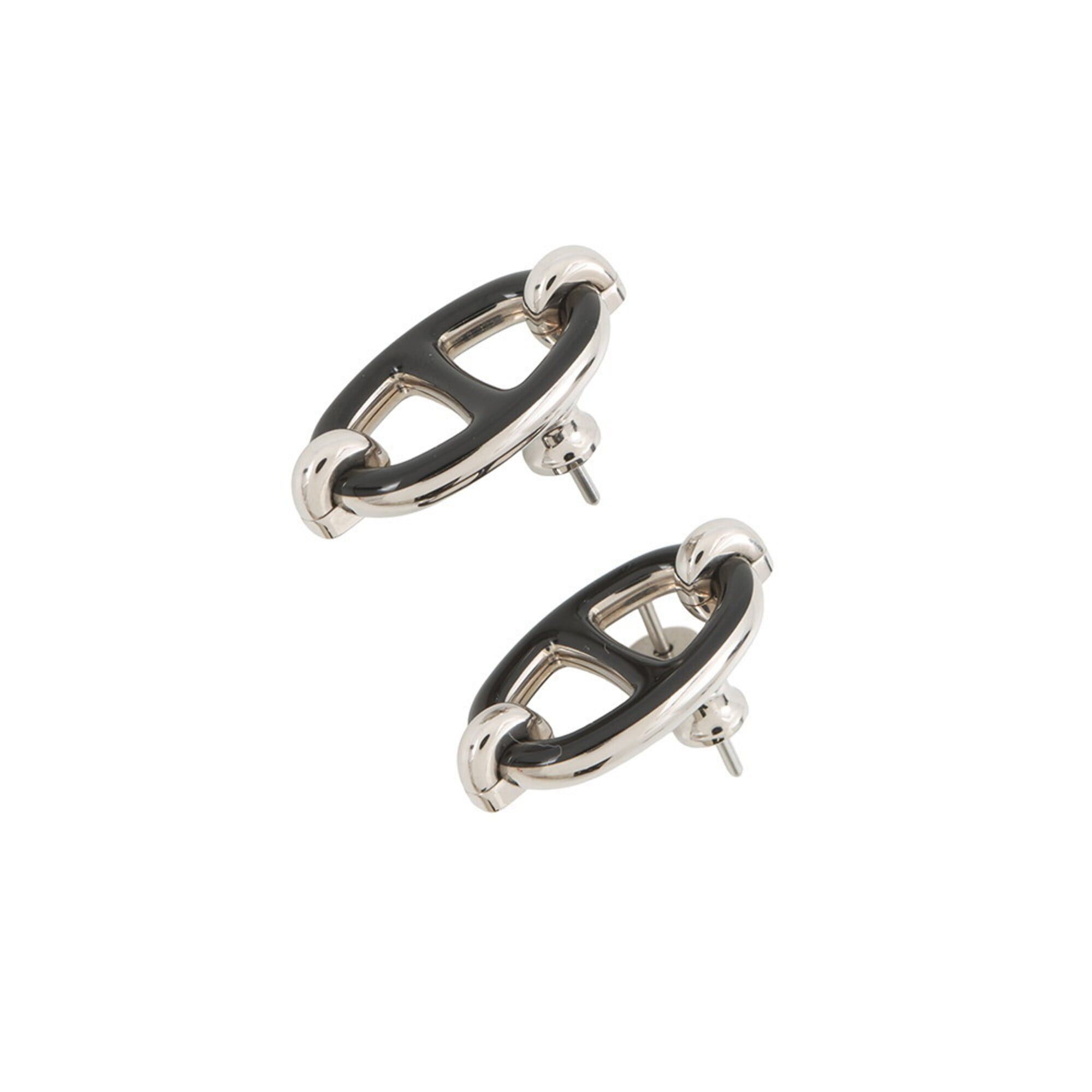 Hermes Hermes Mini Maillon Earrings, Black HERMES Earrings Size ONE SIZE - 2 Thumbnail