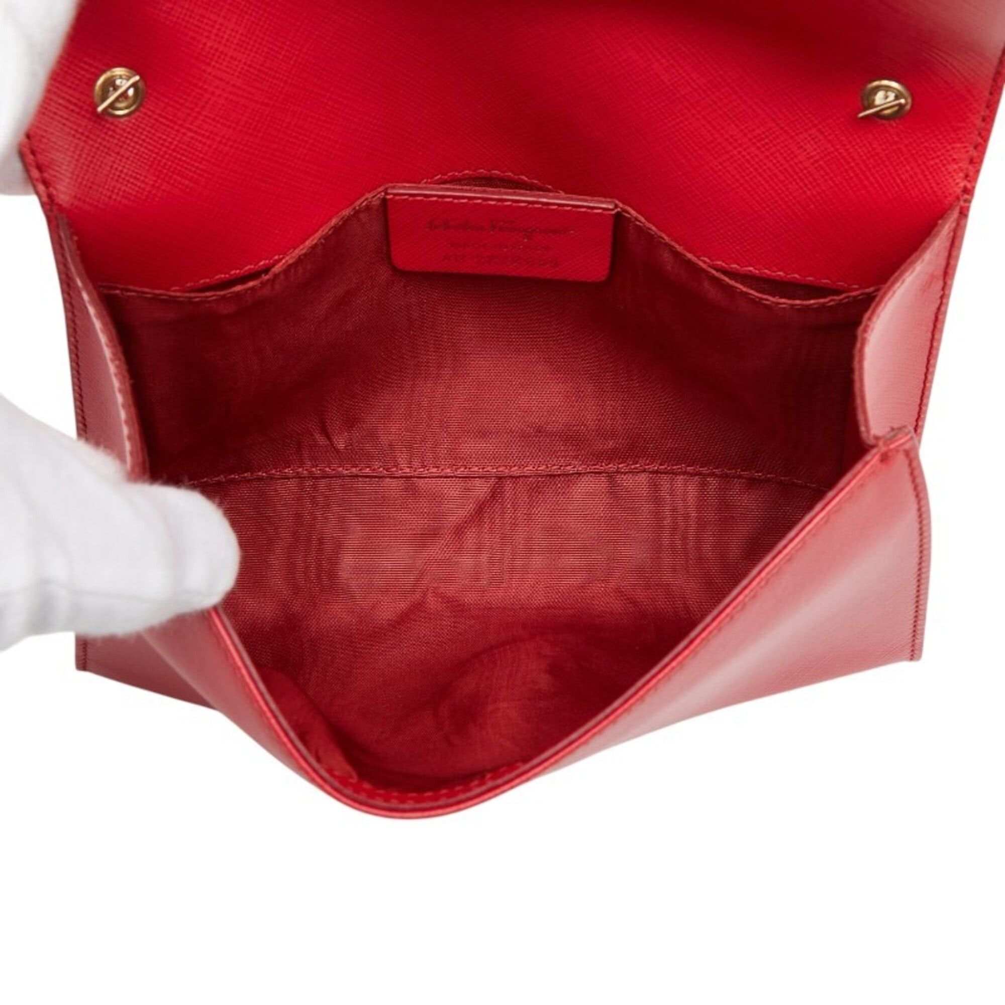 Salvatore Ferragamo Salvatore Ferragamo Vara Ribbon Chain Shoulder Bag AU21 B558 Red Leather Women's Size ONE SIZE - 9 Thumbnail
