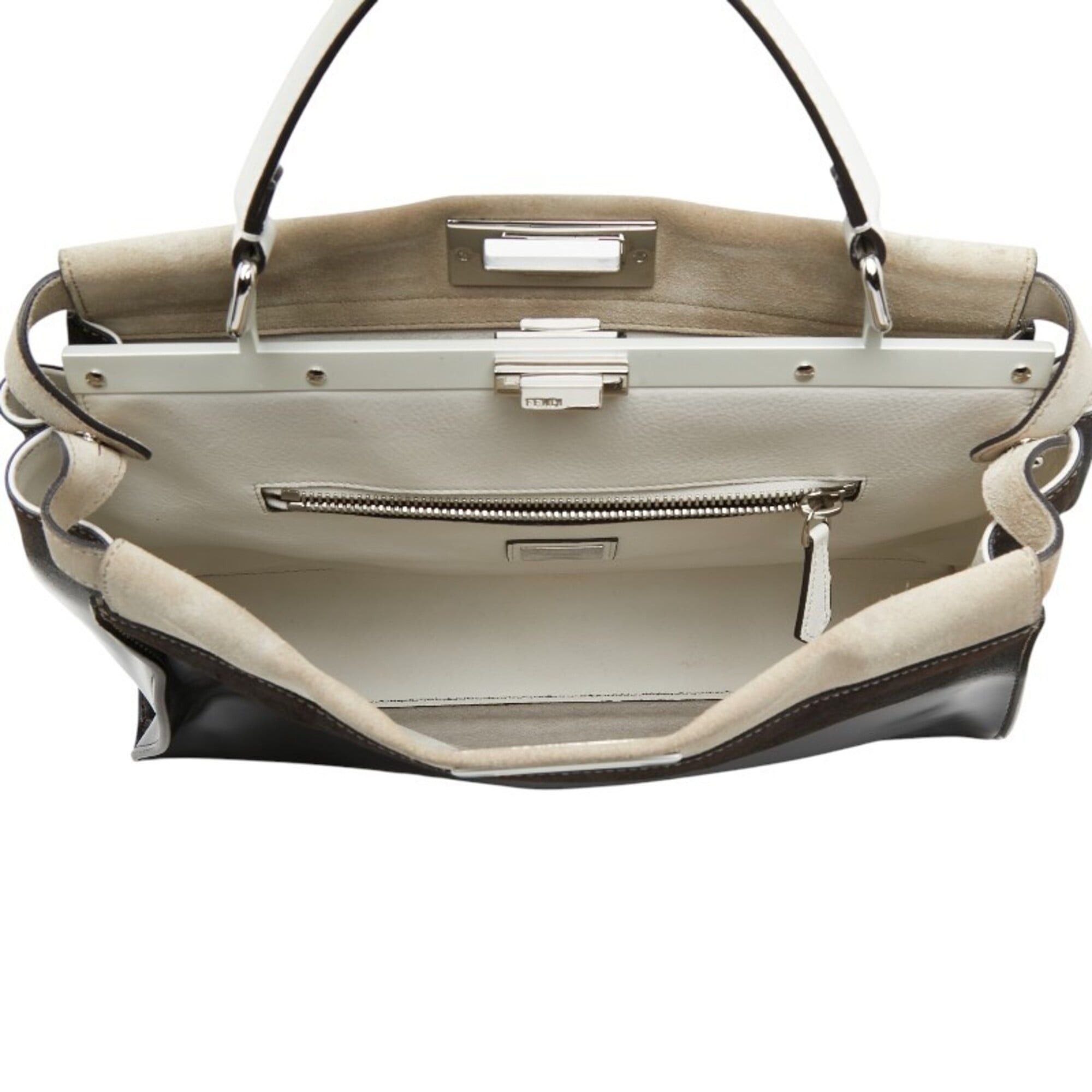 Fendi Fendi Peekaboo Large Handbag Shoulder Bag 2WAY 8BN210 Brown Beige Patent Leather Suede Women's FENDI Size ONE SIZE - 8 Thumbnail