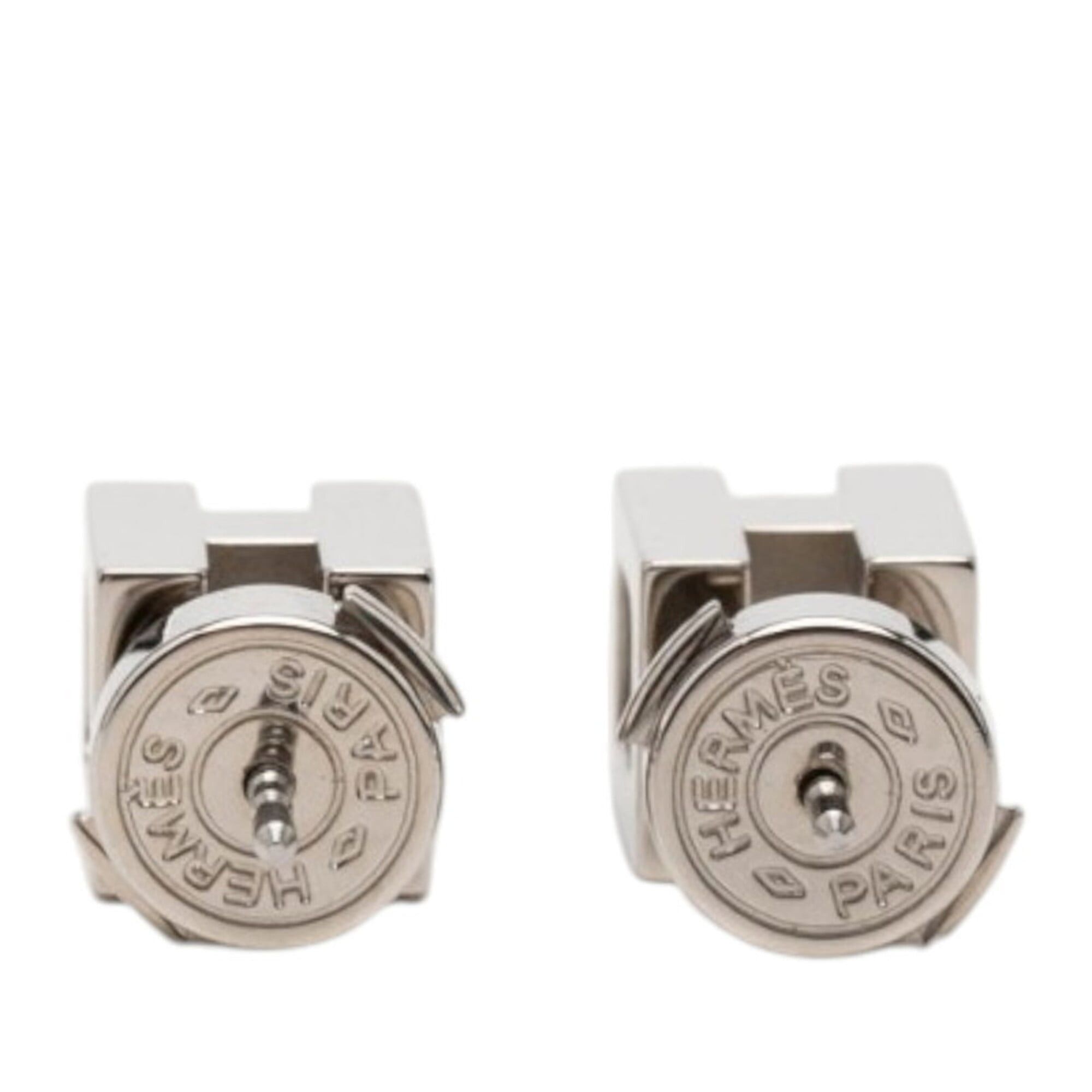 Hermes Hermes Cage d'H H-Cube Stud Earrings, Silver Metal, Women's HERMES Size ONE SIZE - 2 Thumbnail