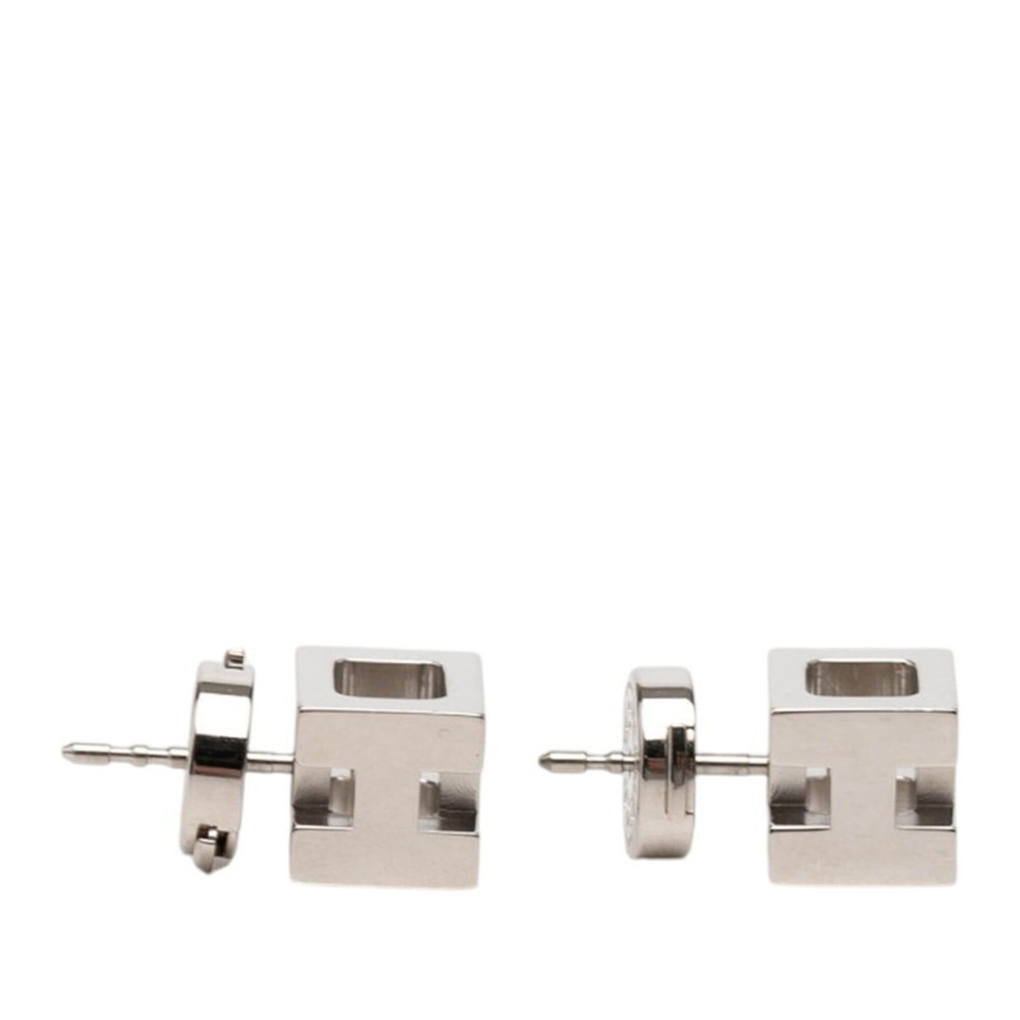 Hermes Hermes Cage d'H H-Cube Stud Earrings, Silver Metal, Women's HERMES Size ONE SIZE - 4 Thumbnail