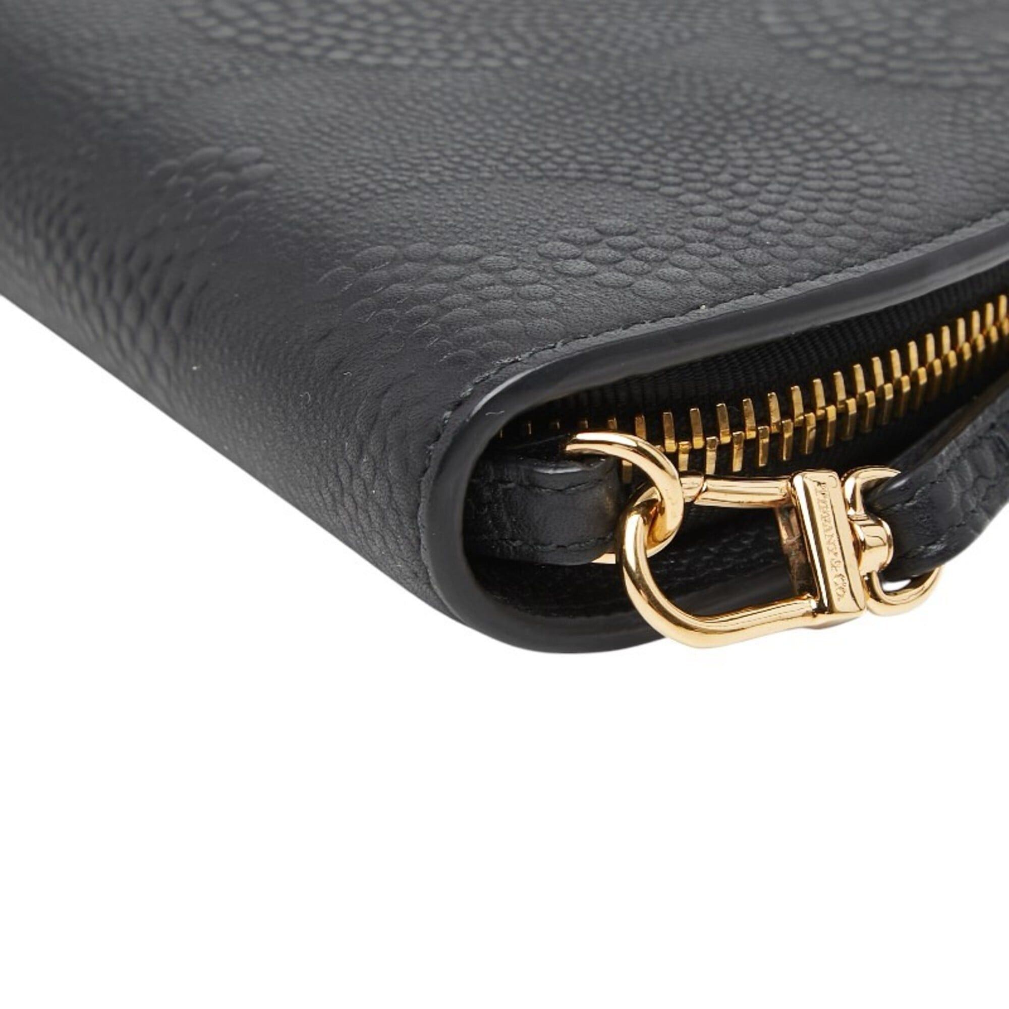 Tiffany & Co. Tiffany & Co. Embossed Half-Moon Long Wallet, Black Leather, Women's. Size ONE SIZE - 4 Thumbnail