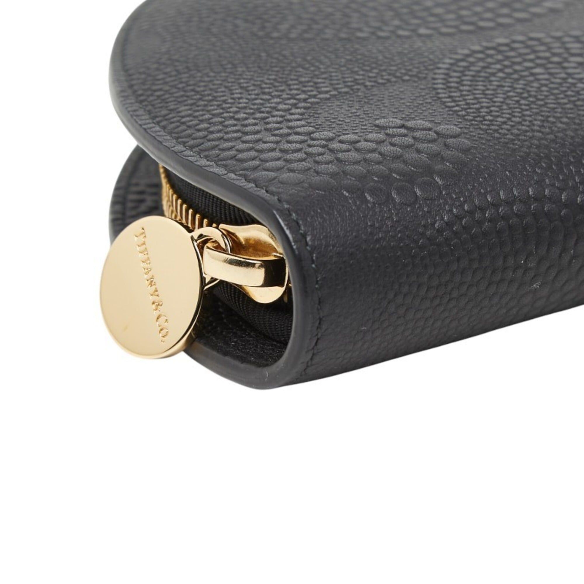 Tiffany & Co. Tiffany & Co. Embossed Half-Moon Long Wallet, Black Leather, Women's. Size ONE SIZE - 5 Thumbnail