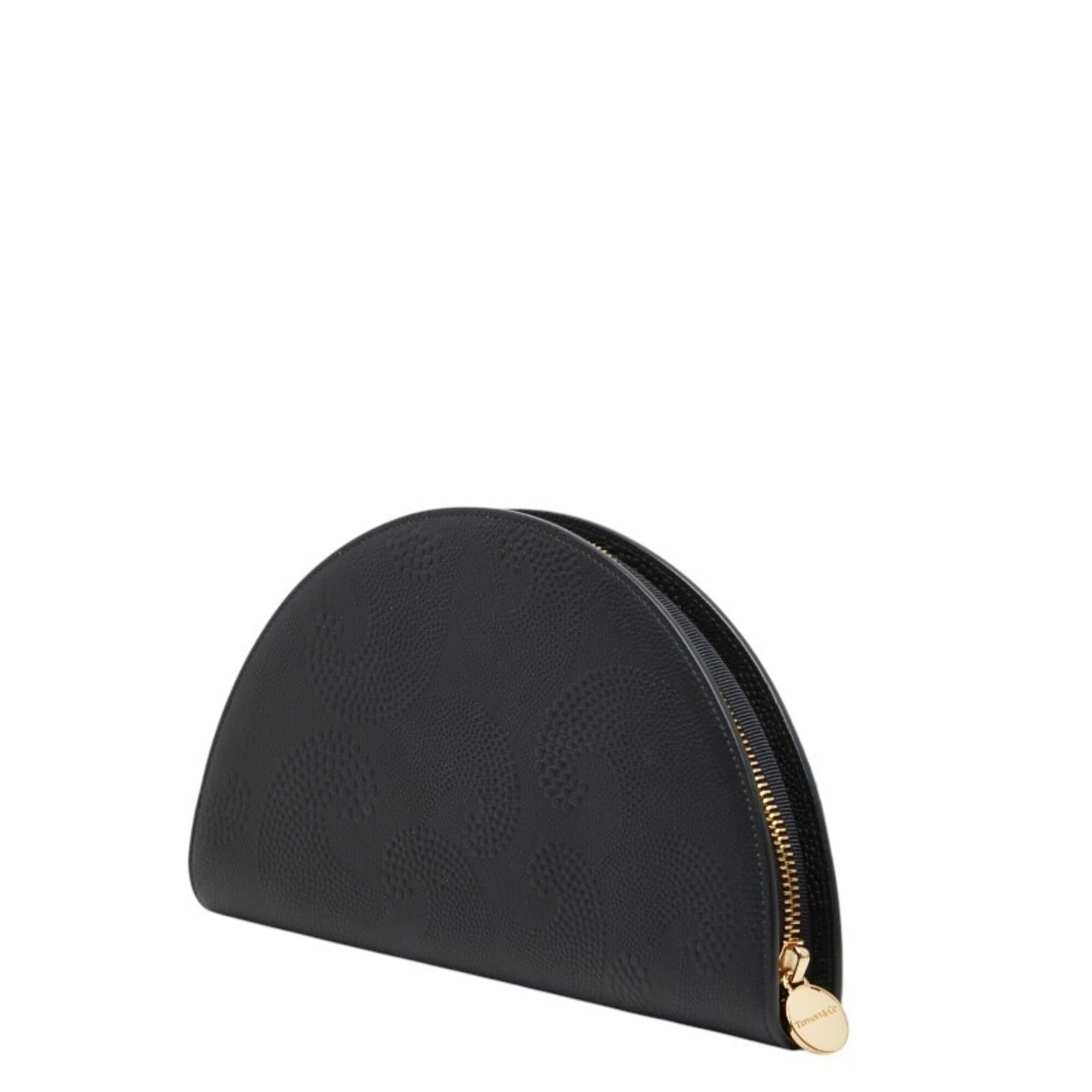 Tiffany & Co. Tiffany & Co. Embossed Half-Moon Long Wallet, Black Leather, Women's. Size ONE SIZE - 2 Thumbnail