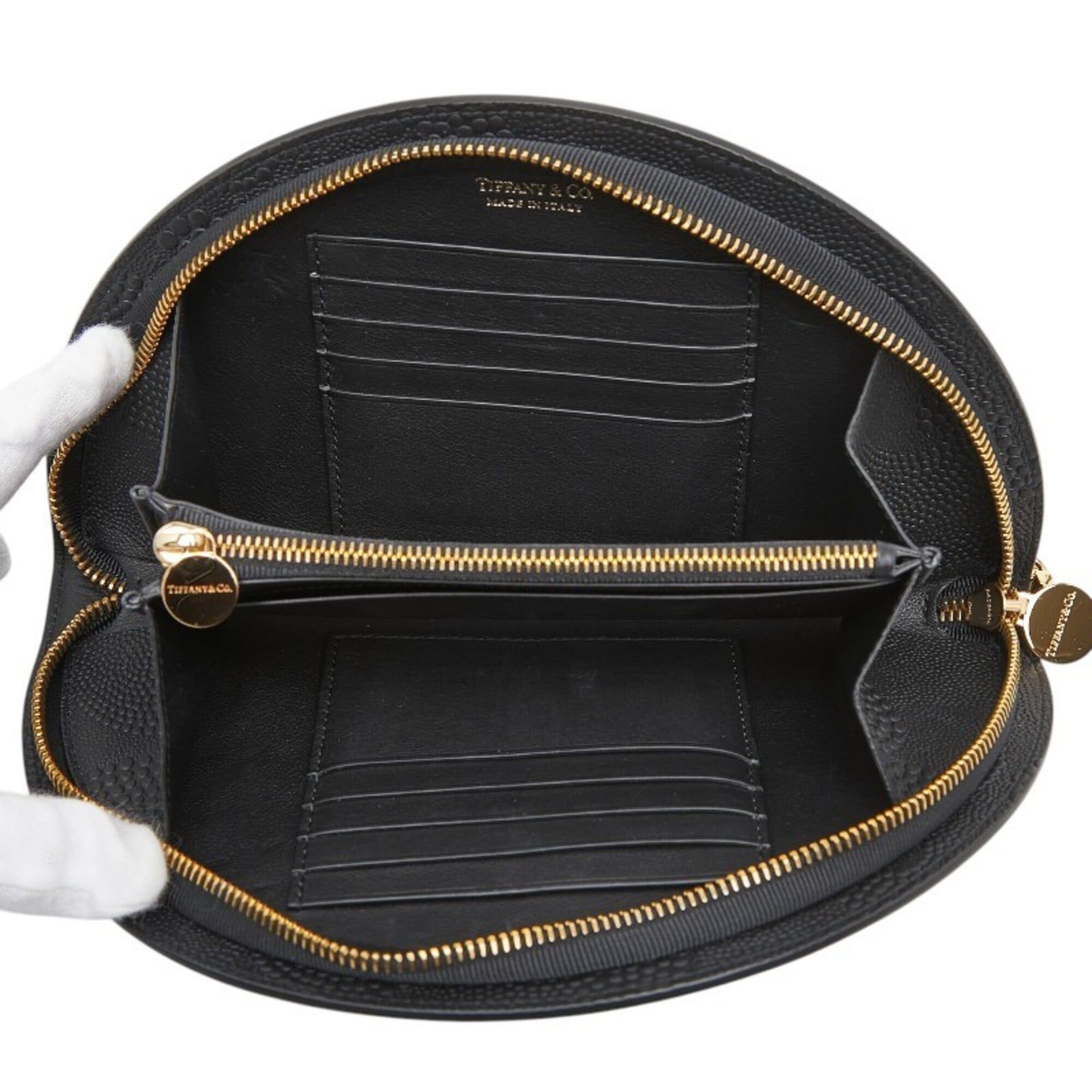 Tiffany & Co. Tiffany & Co. Embossed Half-Moon Long Wallet, Black Leather, Women's. Size ONE SIZE - 6 Thumbnail