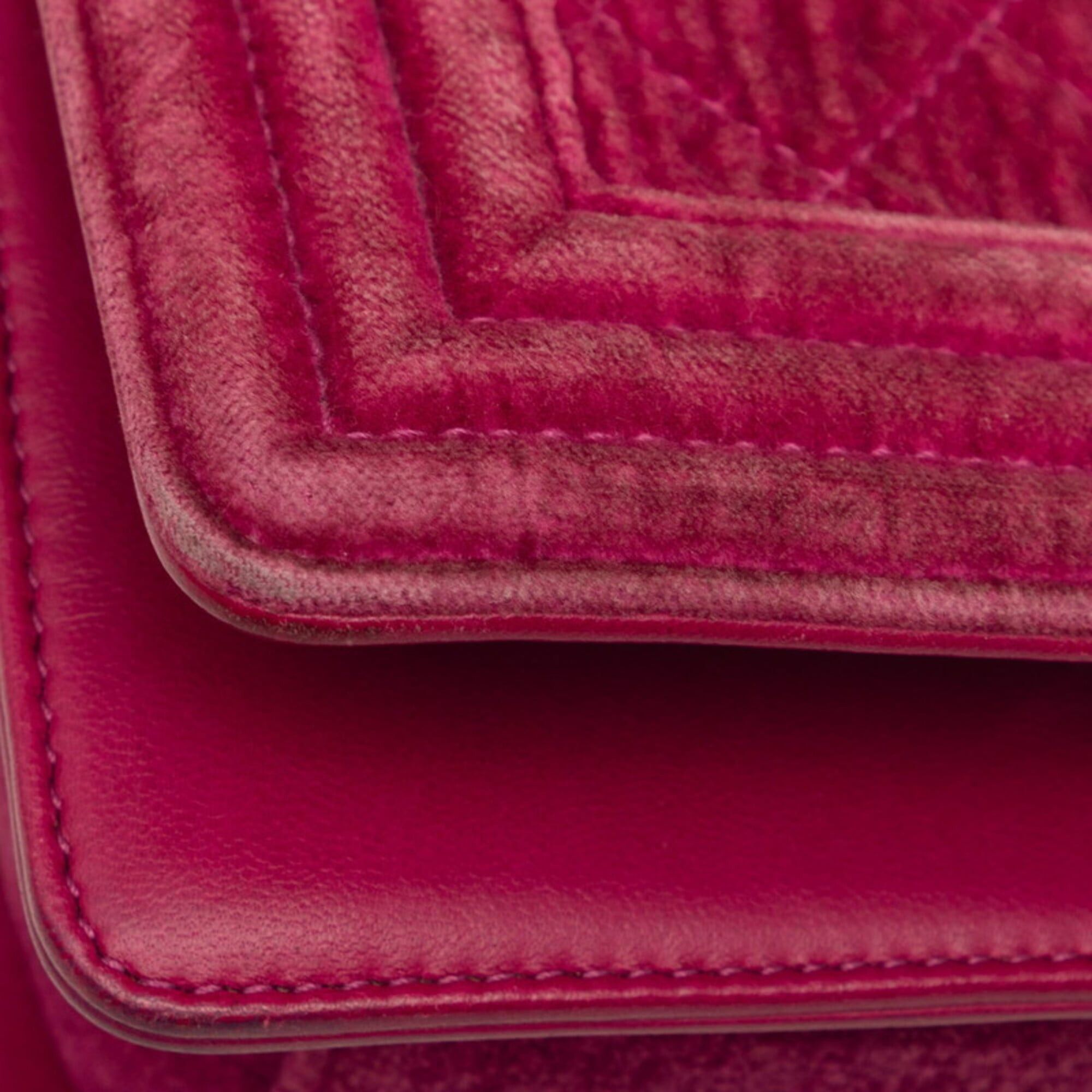 Chanel Chanel Coco Mark Boy Chain Shoulder Bag Pink Velour Leather Women's CHANEL Size ONE SIZE - 4 Thumbnail