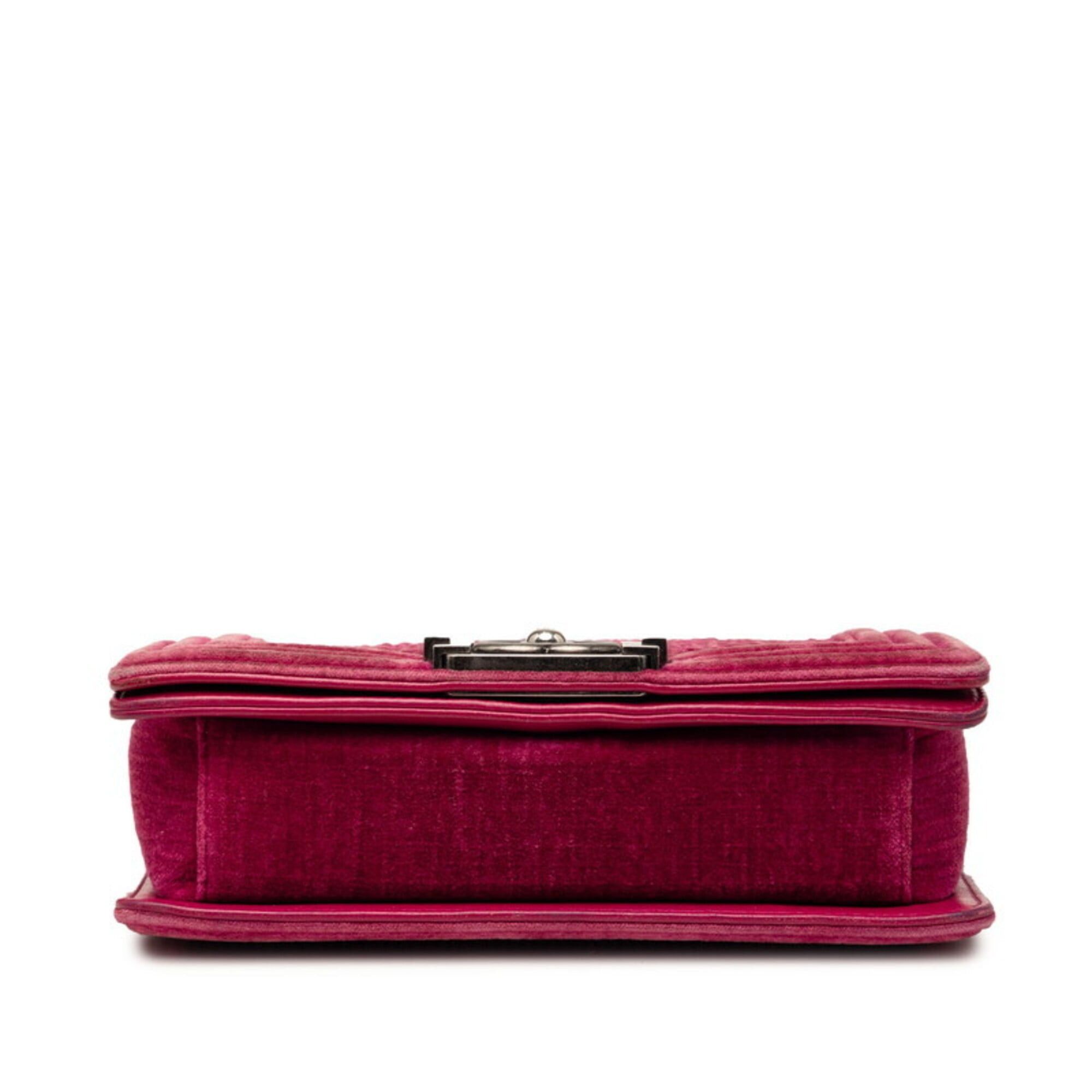 Chanel Chanel Coco Mark Boy Chain Shoulder Bag Pink Velour Leather Women's CHANEL Size ONE SIZE - 3 Thumbnail