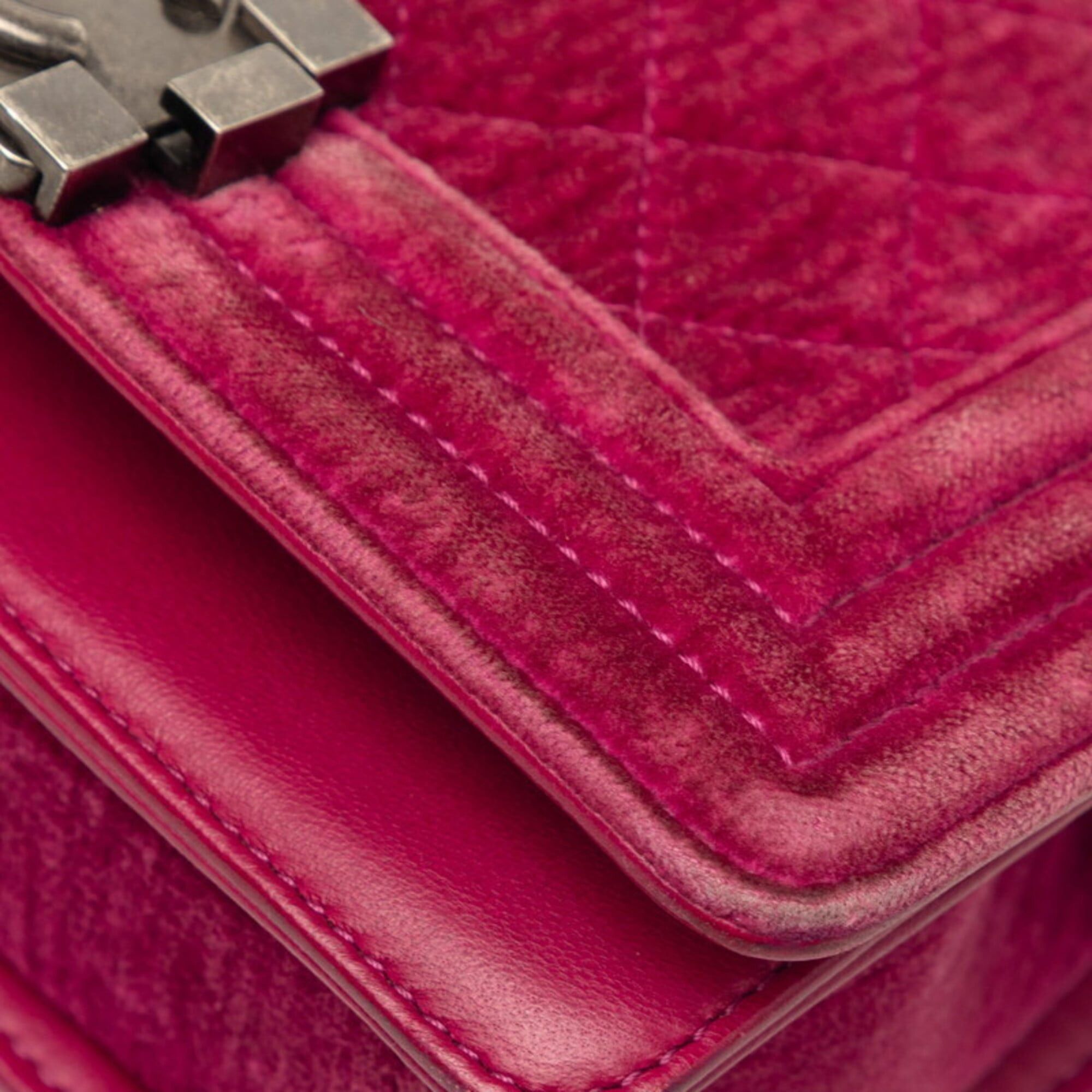 Chanel Chanel Coco Mark Boy Chain Shoulder Bag Pink Velour Leather Women's CHANEL Size ONE SIZE - 5 Thumbnail