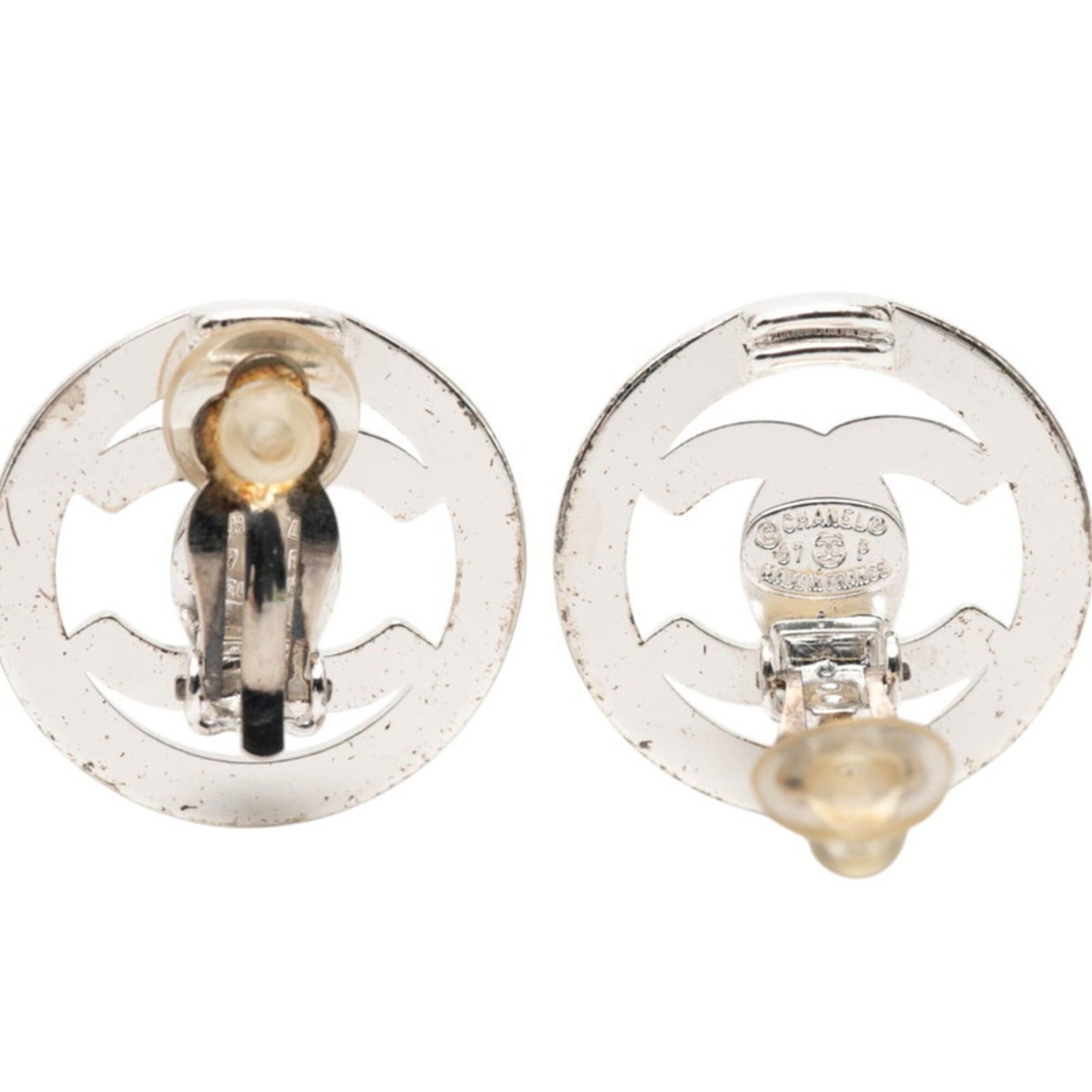 Chanel Chanel Coco Mark Turnlock Vintage Earrings 97P Silver Metal Women's CHANEL Size ONE SIZE - 3 Thumbnail