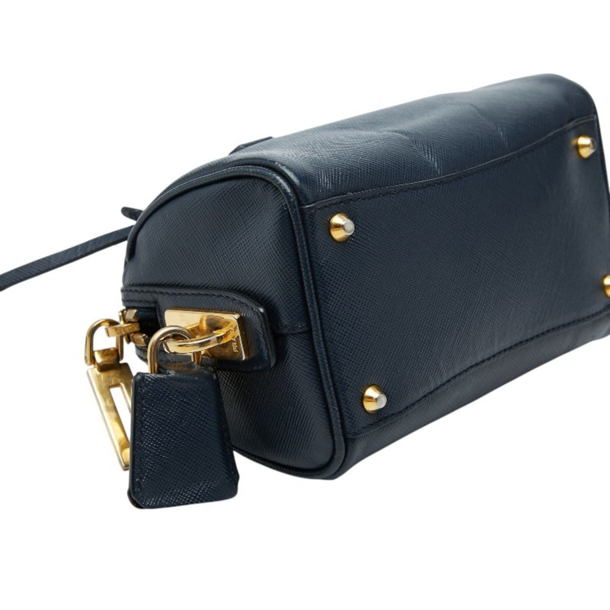 Prada Prada Triangle Logo Plate Mini Handbag Shoulder Bag 2-Way Navy Saffiano Leather Women's PRADA Size ONE SIZE - 5 Thumbnail