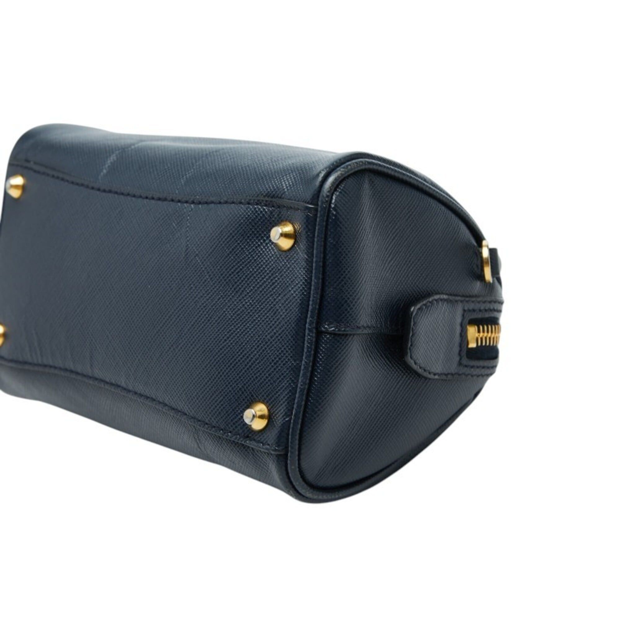 Prada Prada Triangle Logo Plate Mini Handbag Shoulder Bag 2-Way Navy Saffiano Leather Women's PRADA Size ONE SIZE - 4 Thumbnail
