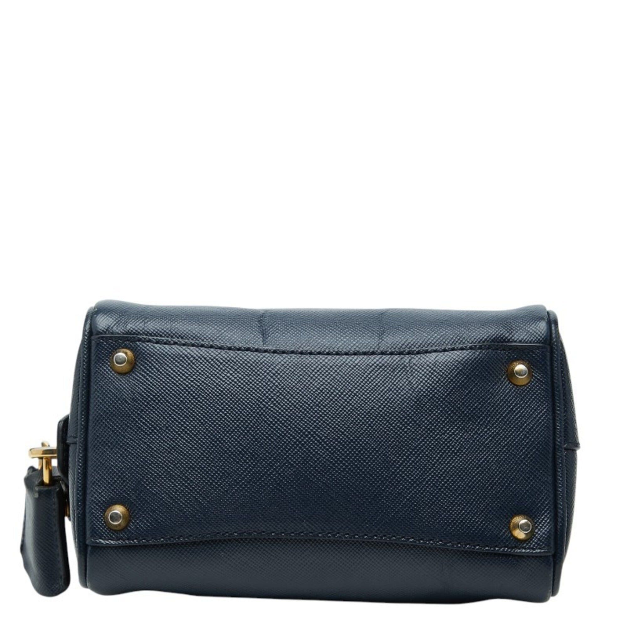 Prada Prada Triangle Logo Plate Mini Handbag Shoulder Bag 2-Way Navy Saffiano Leather Women's PRADA Size ONE SIZE - 3 Thumbnail