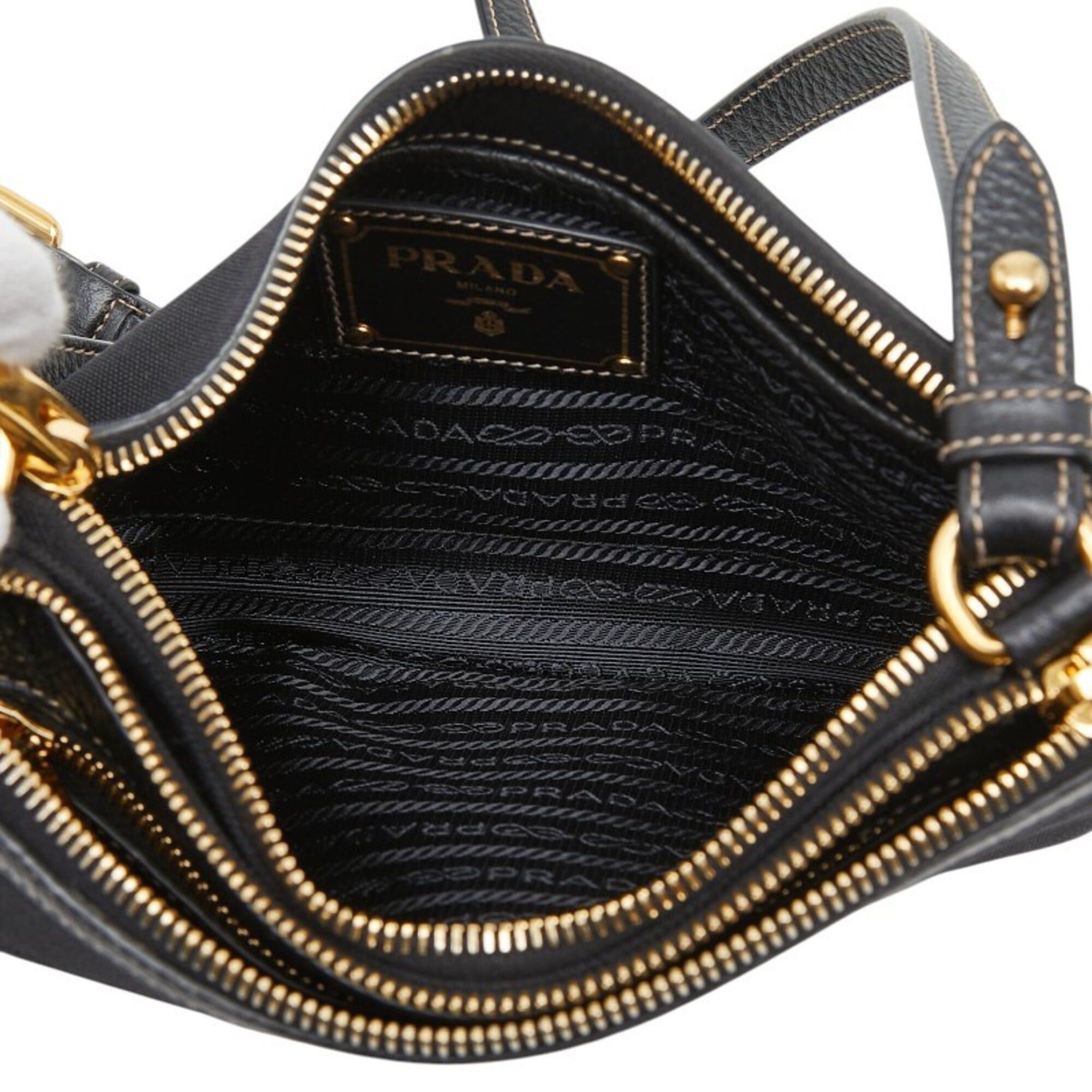 Prada Prada Logo Jacquard Crossbody Shoulder Bag, Black Canvas, Women's PRADA Size ONE SIZE - 7 Thumbnail