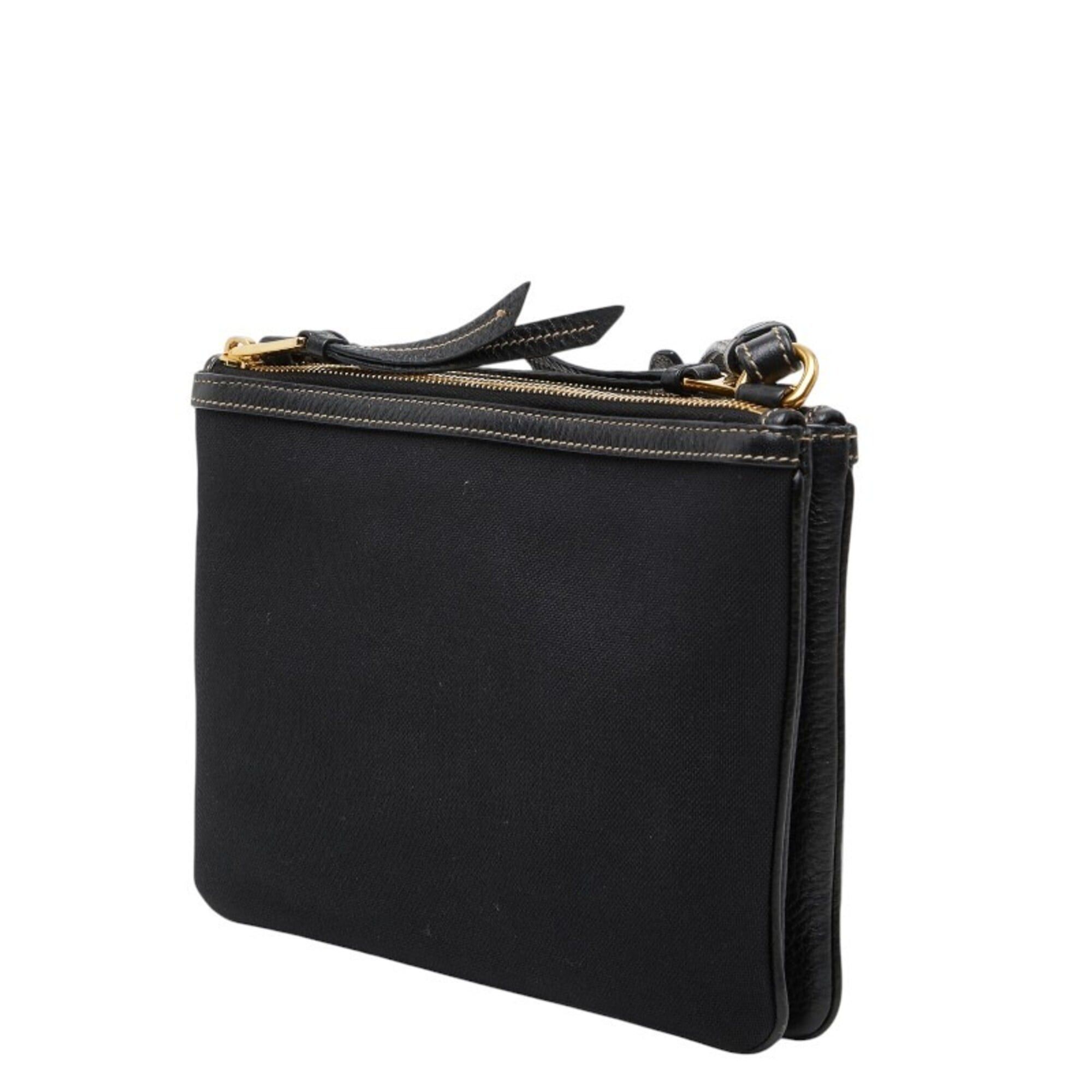 Prada Prada Logo Jacquard Crossbody Shoulder Bag, Black Canvas, Women's PRADA Size ONE SIZE - 2 Thumbnail