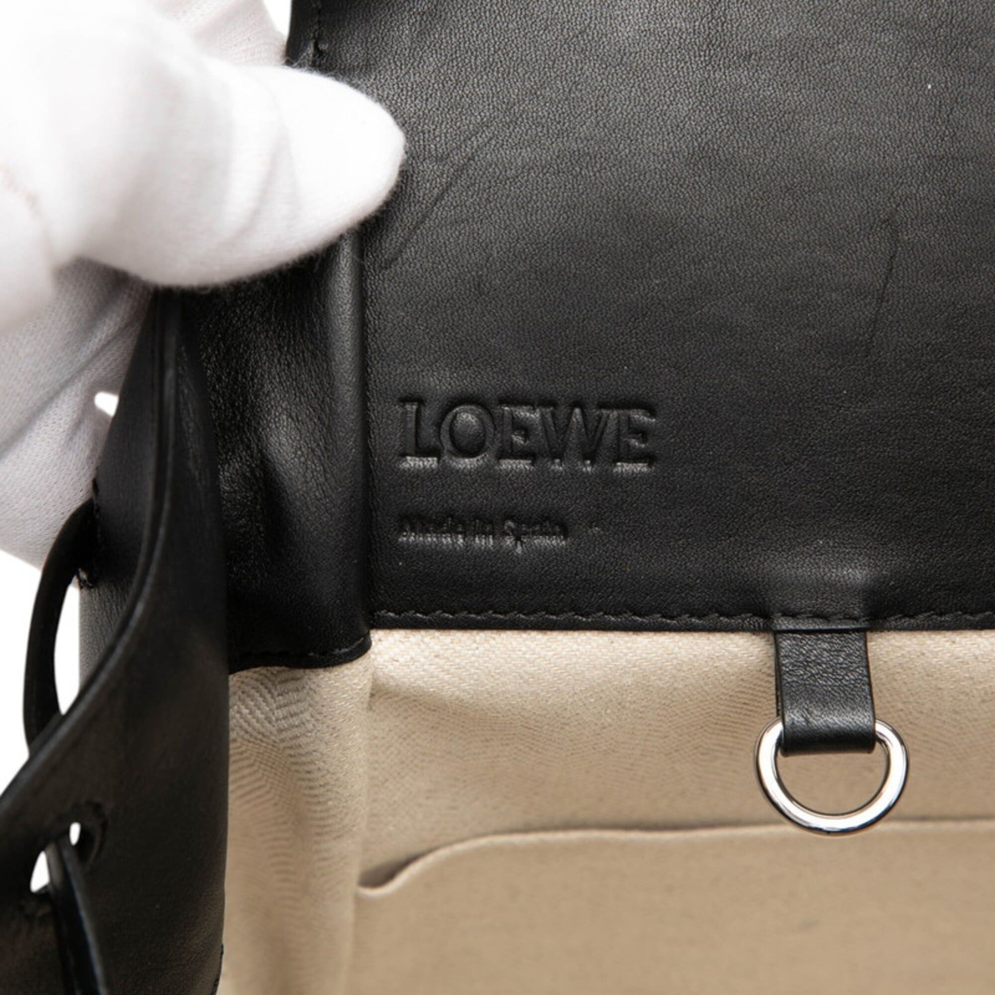Loewe Loewe Anagram Hammock Small Handbag Shoulder Bag Drawstring 2-Way Black Leather Women's LOEWE Size ONE SIZE - 5 Thumbnail