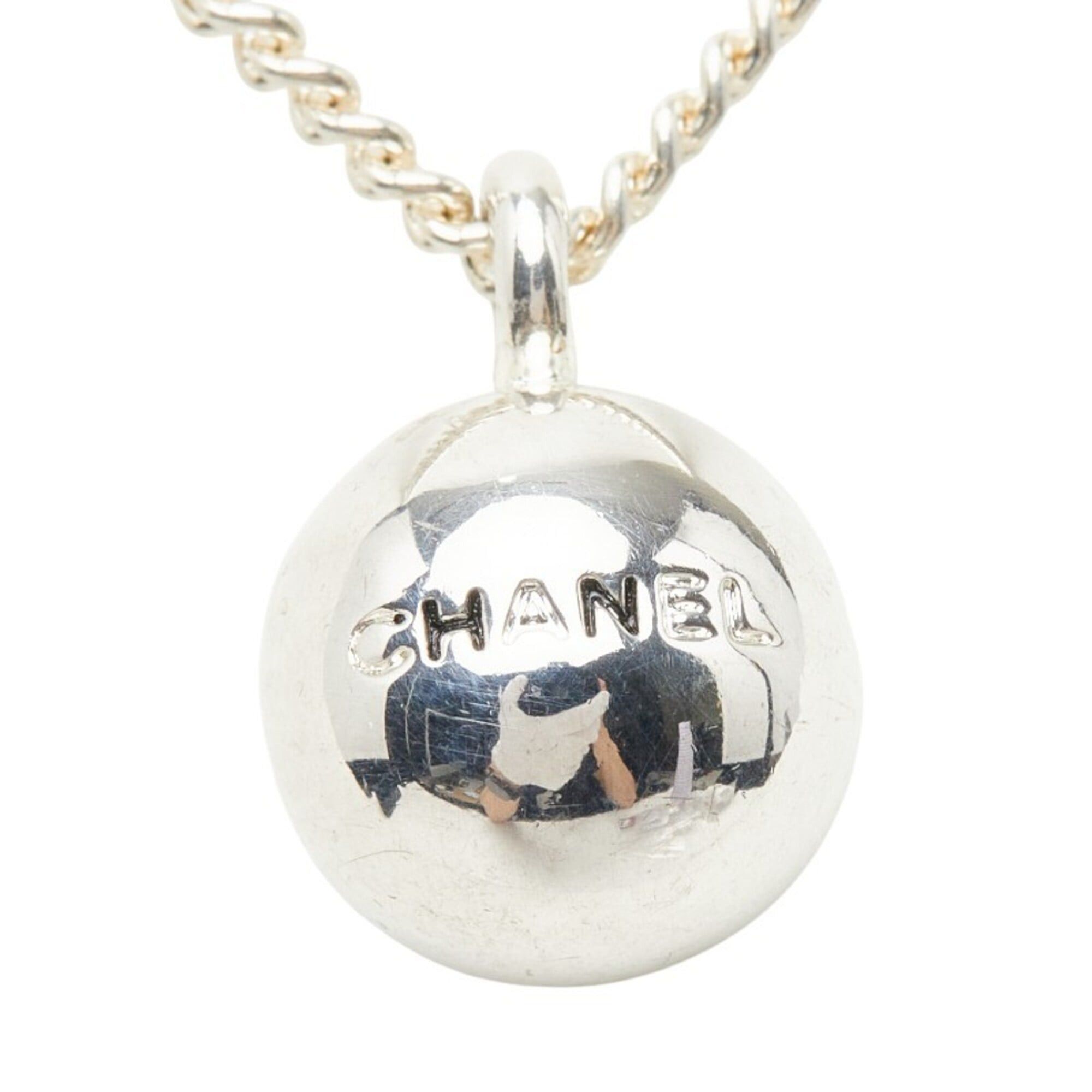Chanel Chanel Logo Ball Necklace, Silver Metal, Women's CHANEL Size ONE SIZE - 3 Thumbnail