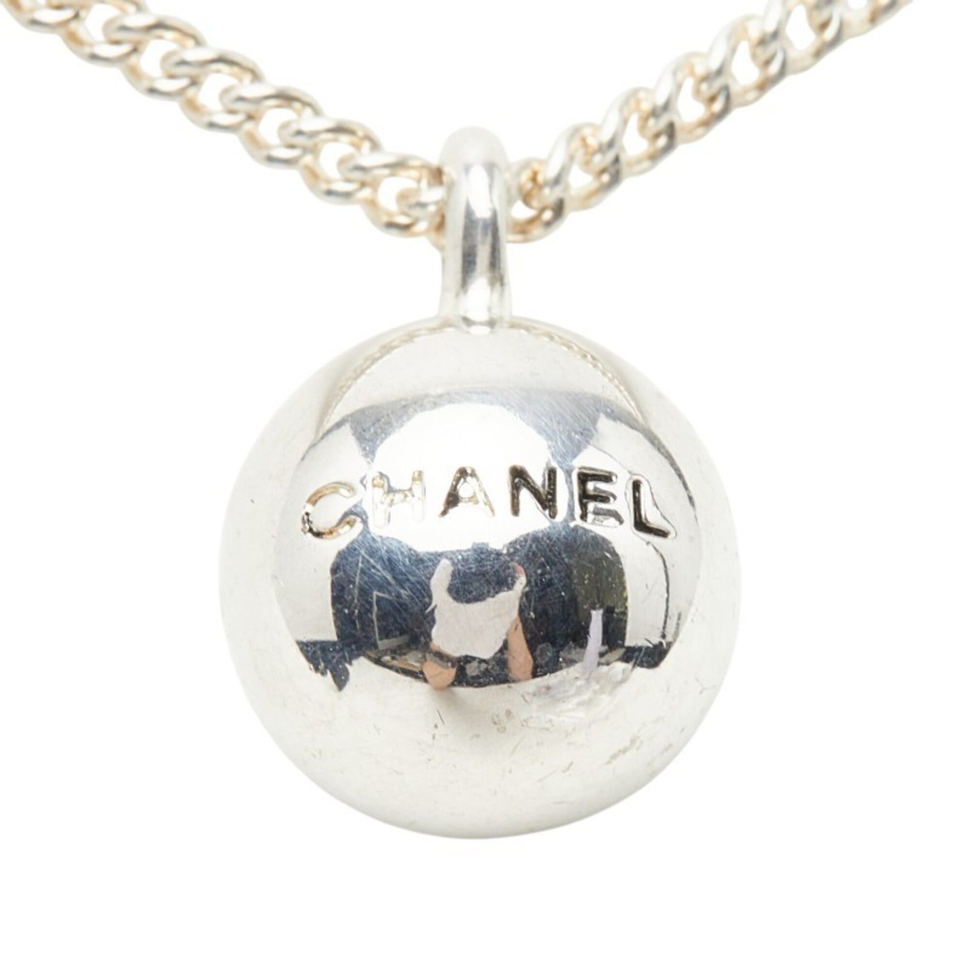 Chanel Chanel Logo Ball Necklace, Silver Metal, Women's CHANEL Size ONE SIZE - 2 Thumbnail