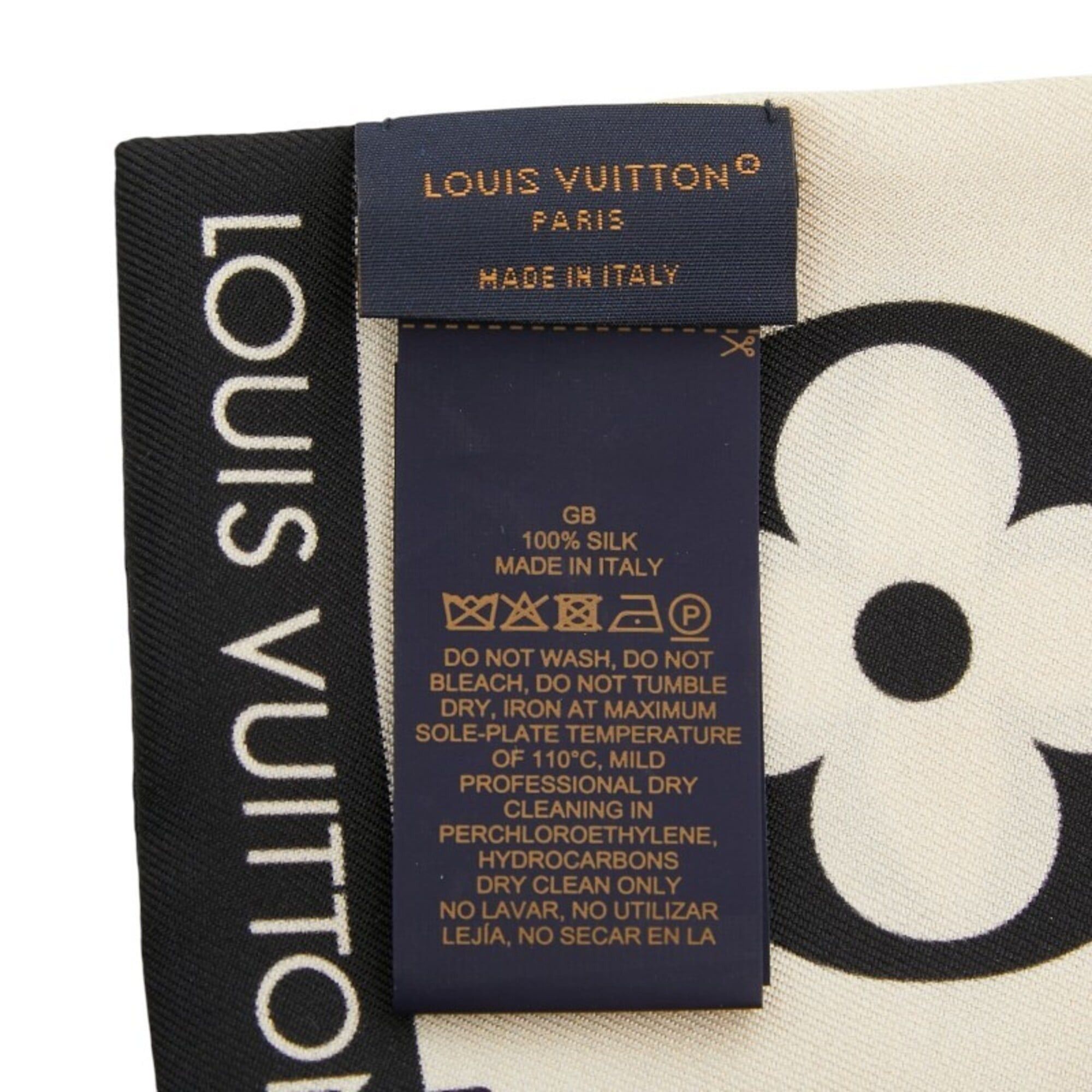 Louis Vuitton Louis Vuitton Monogram Bandeau Croision Scarf M77453 Beige Black Silk Women's LOUIS VUITTON Size ONE SIZE - 7 Thumbnail