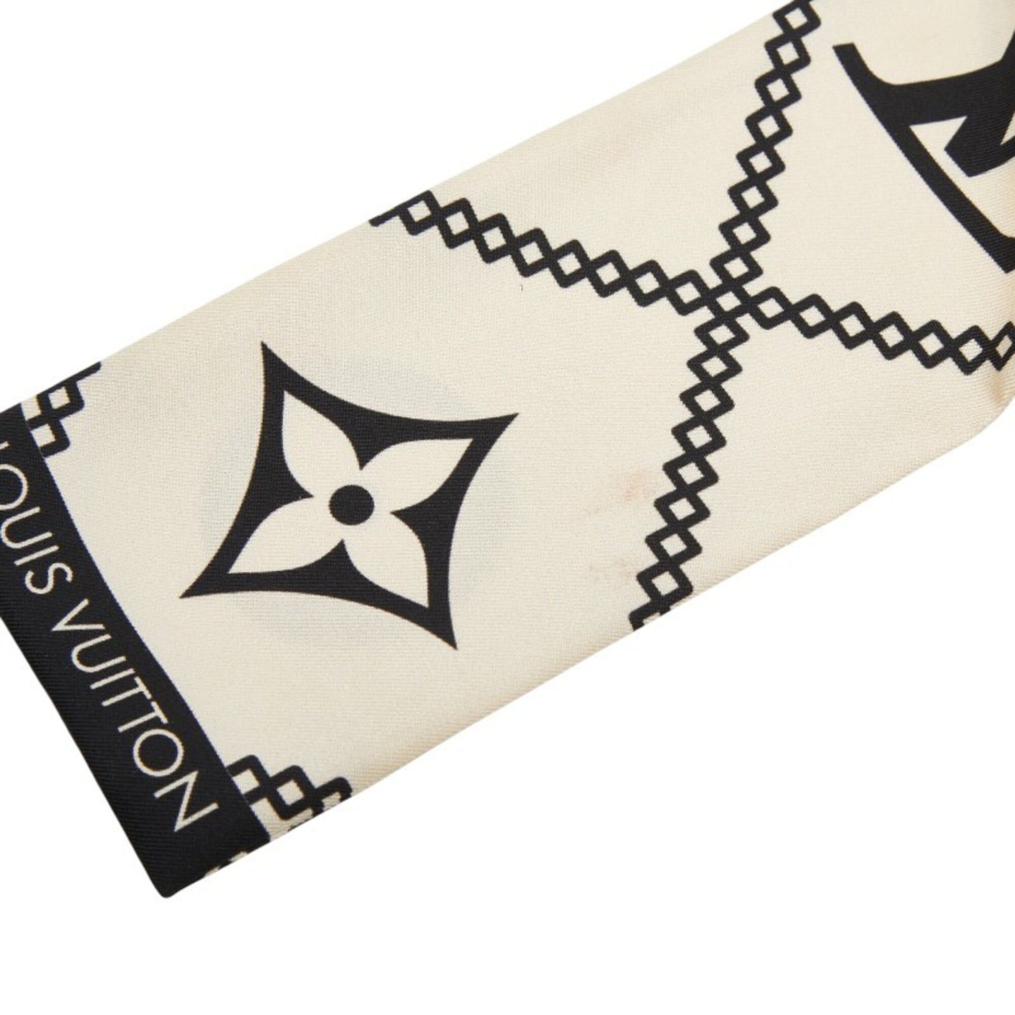 Louis Vuitton Louis Vuitton Monogram Bandeau Croision Scarf M77453 Beige Black Silk Women's LOUIS VUITTON Size ONE SIZE - 3 Thumbnail