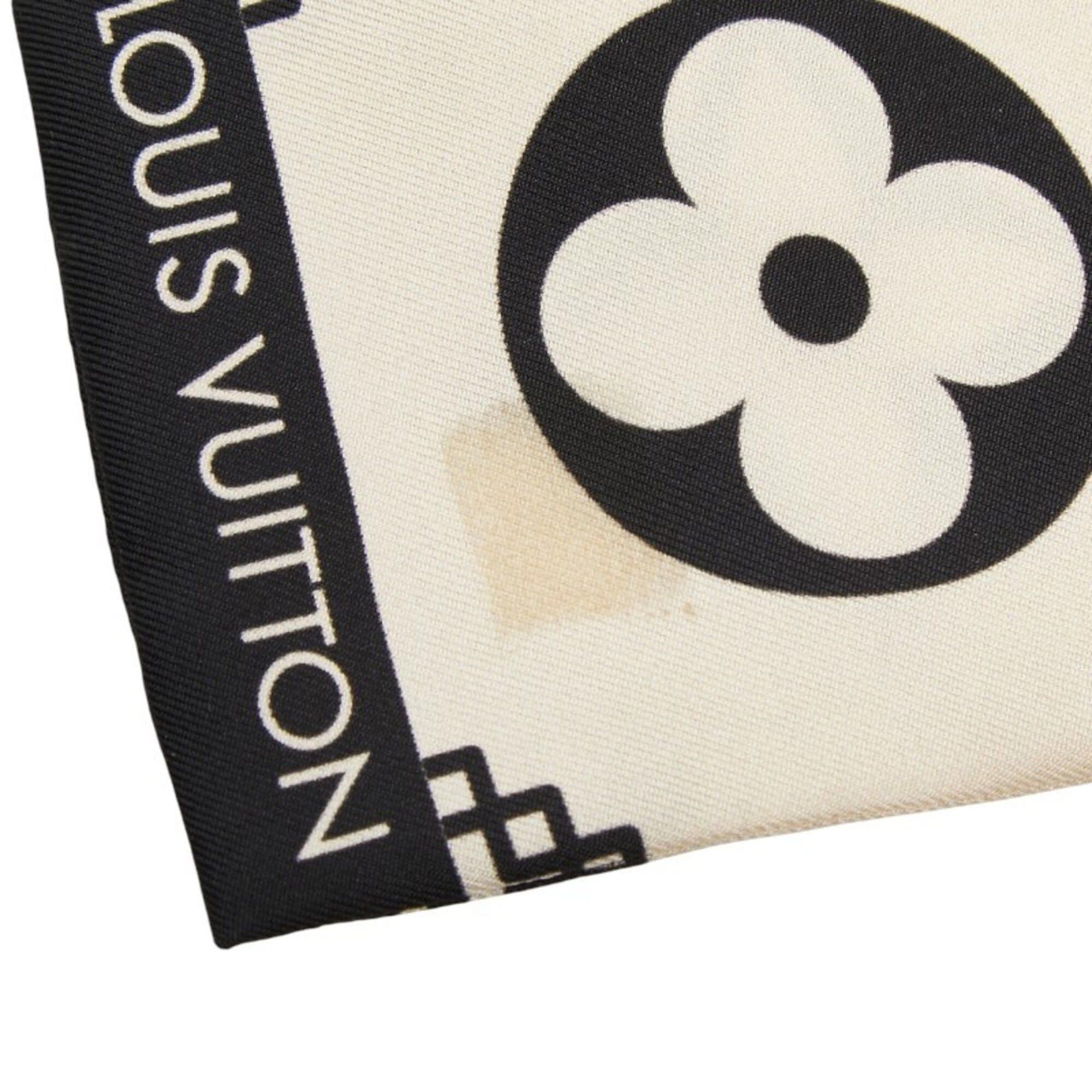 Louis Vuitton Louis Vuitton Monogram Bandeau Croision Scarf M77453 Beige Black Silk Women's LOUIS VUITTON Size ONE SIZE - 4 Thumbnail
