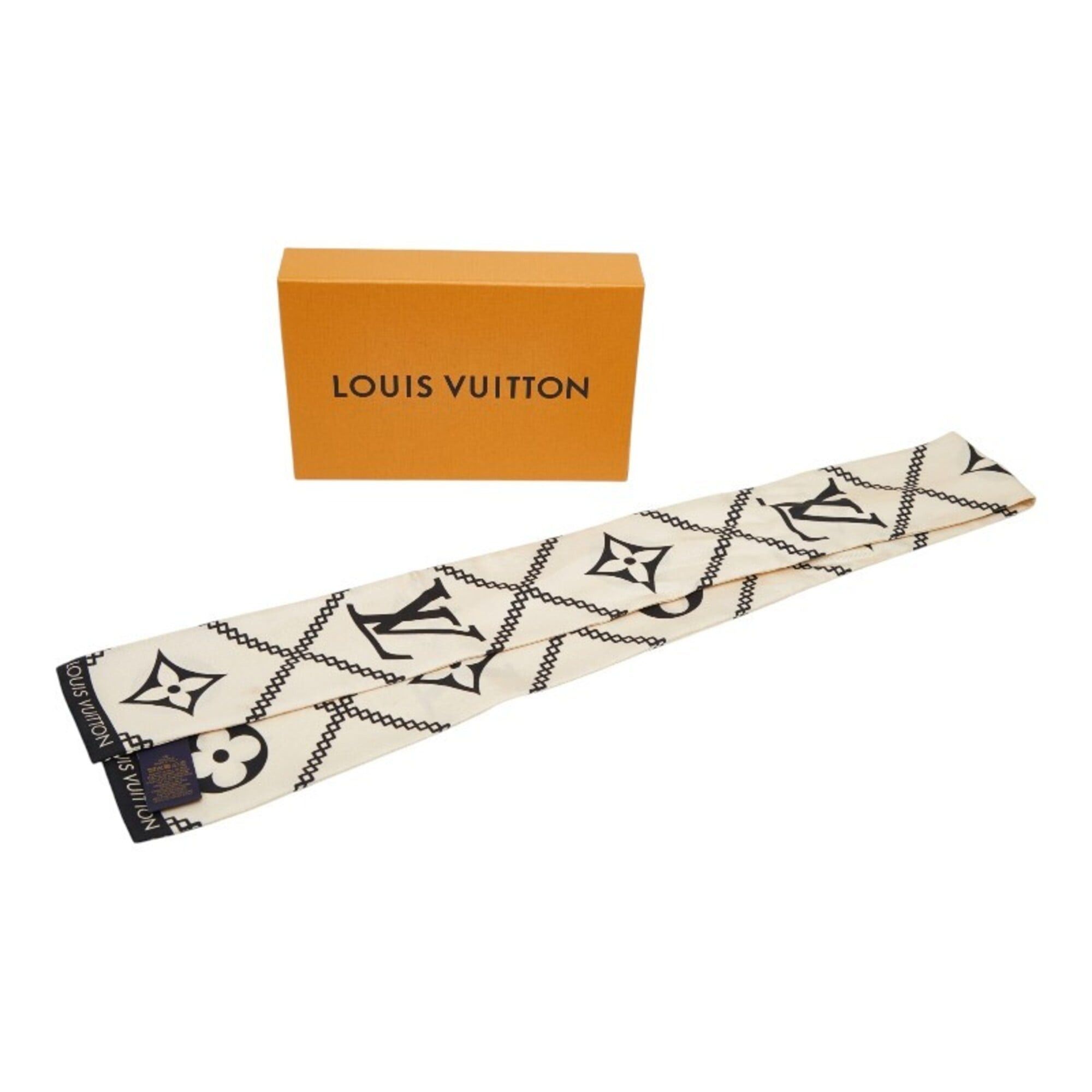 Louis Vuitton Louis Vuitton Monogram Bandeau Croision Scarf M77453 Beige Black Silk Women's LOUIS VUITTON Size ONE SIZE - 10 Thumbnail