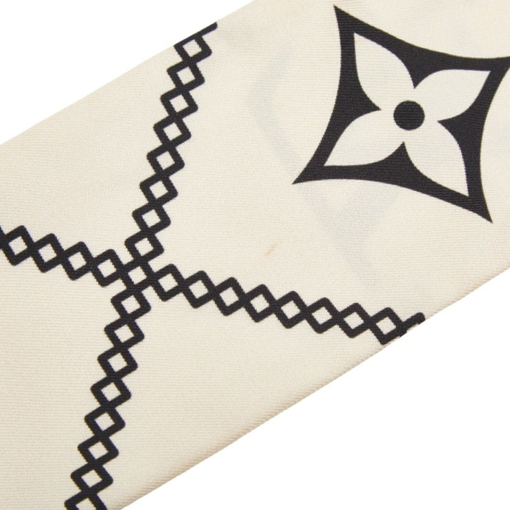 Louis Vuitton Louis Vuitton Monogram Bandeau Croision Scarf M77453 Beige Black Silk Women's LOUIS VUITTON Size ONE SIZE - 5 Thumbnail