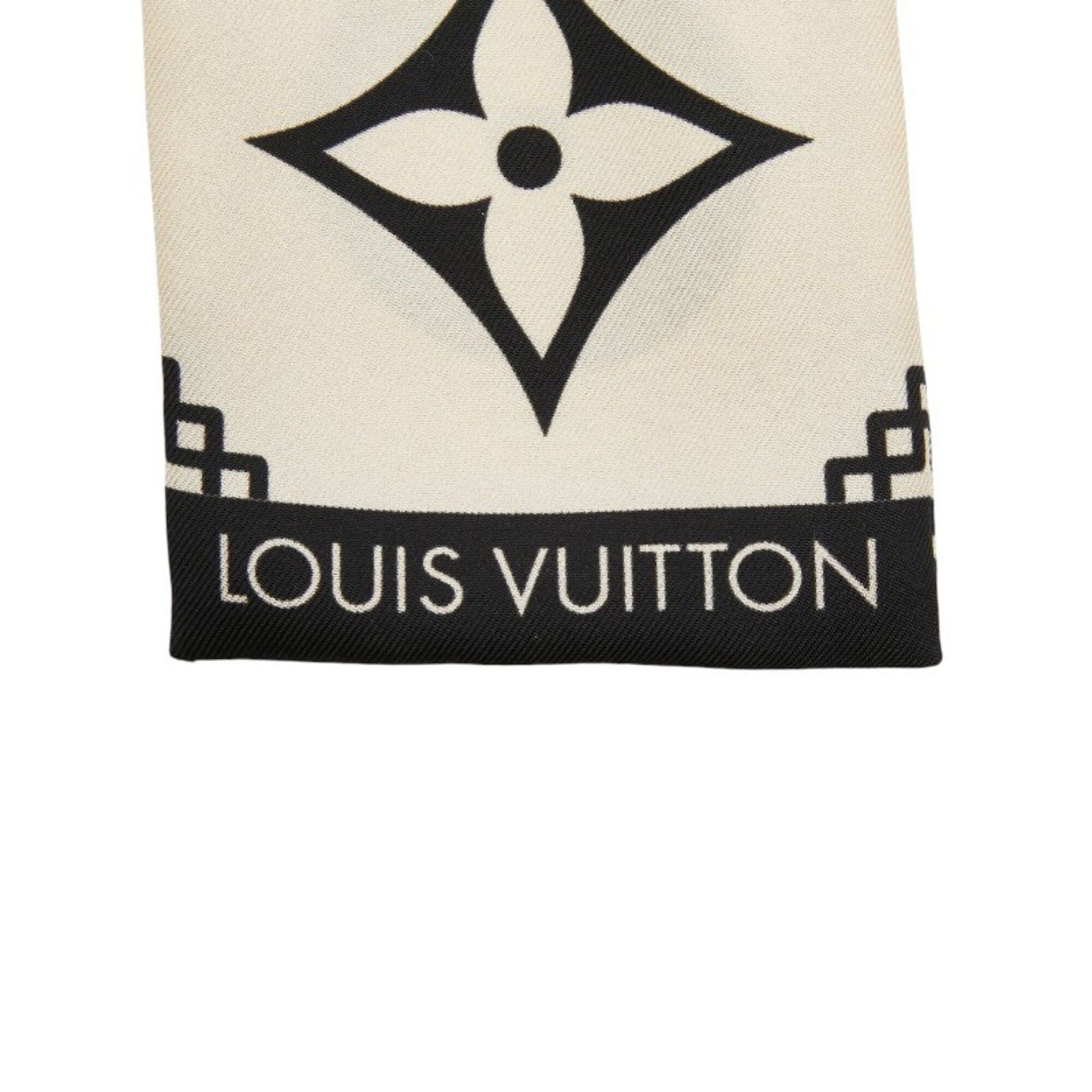 Louis Vuitton Louis Vuitton Monogram Bandeau Croision Scarf M77453 Beige Black Silk Women's LOUIS VUITTON Size ONE SIZE - 6 Thumbnail